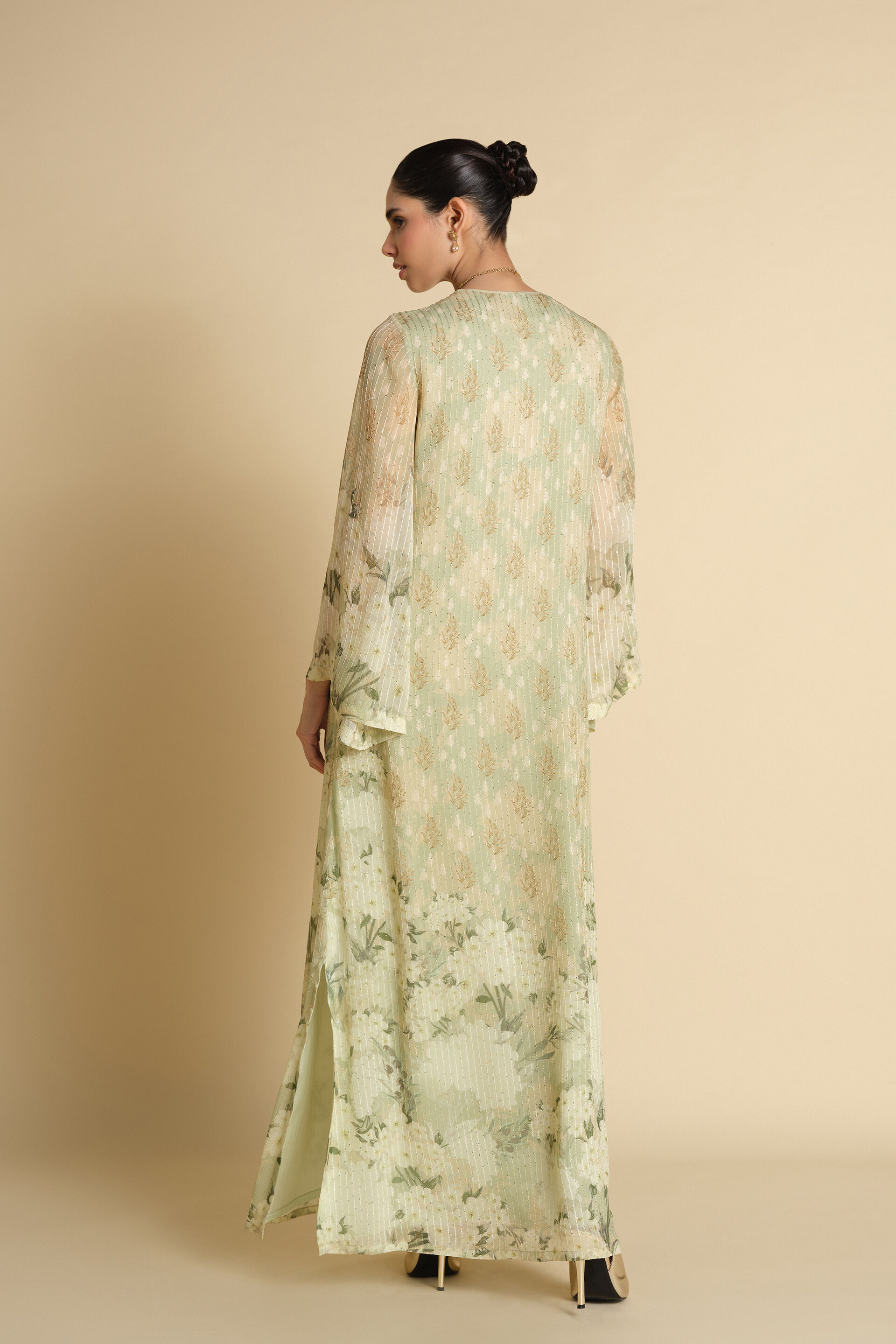 Suha Embroidered Kaftan - Sage, Sage, image 2