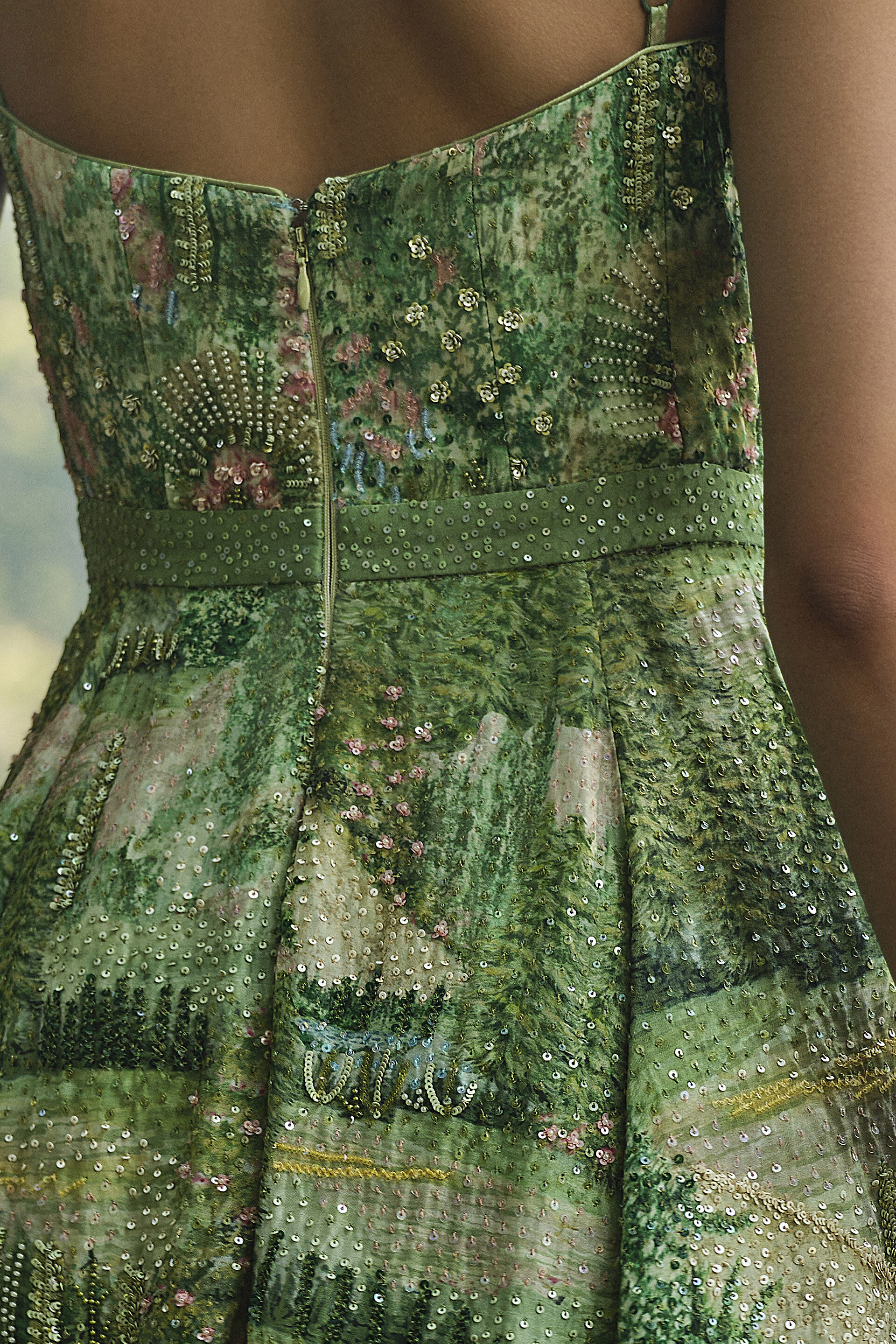 The Liveforest Embroidered Silk Dress - Green, Multi Color, image 7