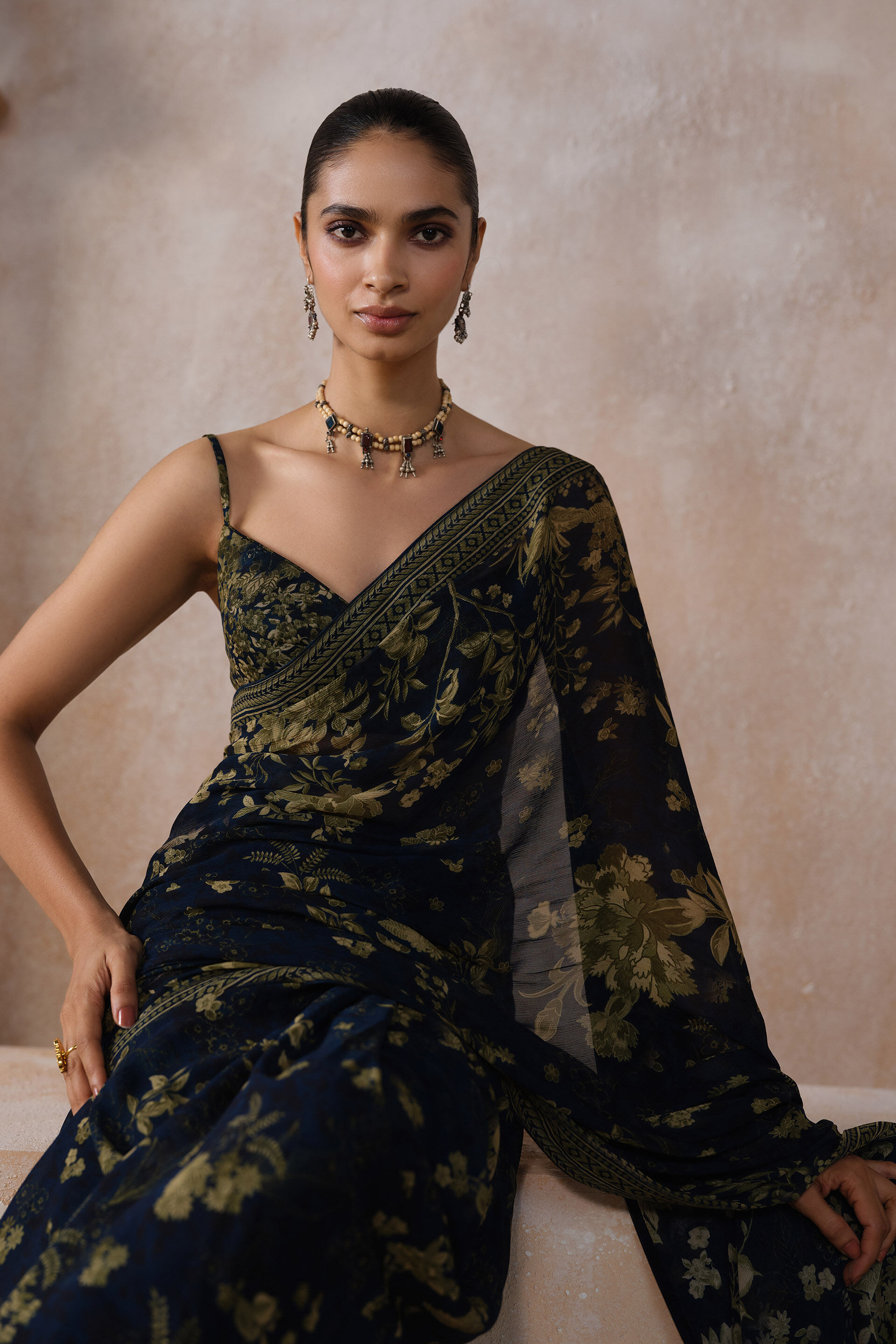 Amapola Chiffon Saree - Blue, Blue, image 5