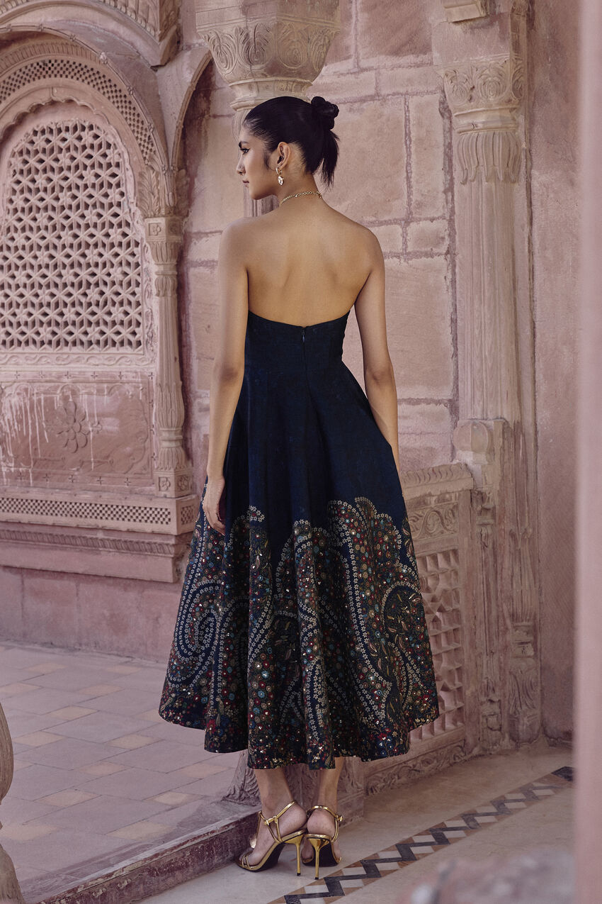 Buy Designer Ryka Silk Dress Blue Online from Anita Dongre