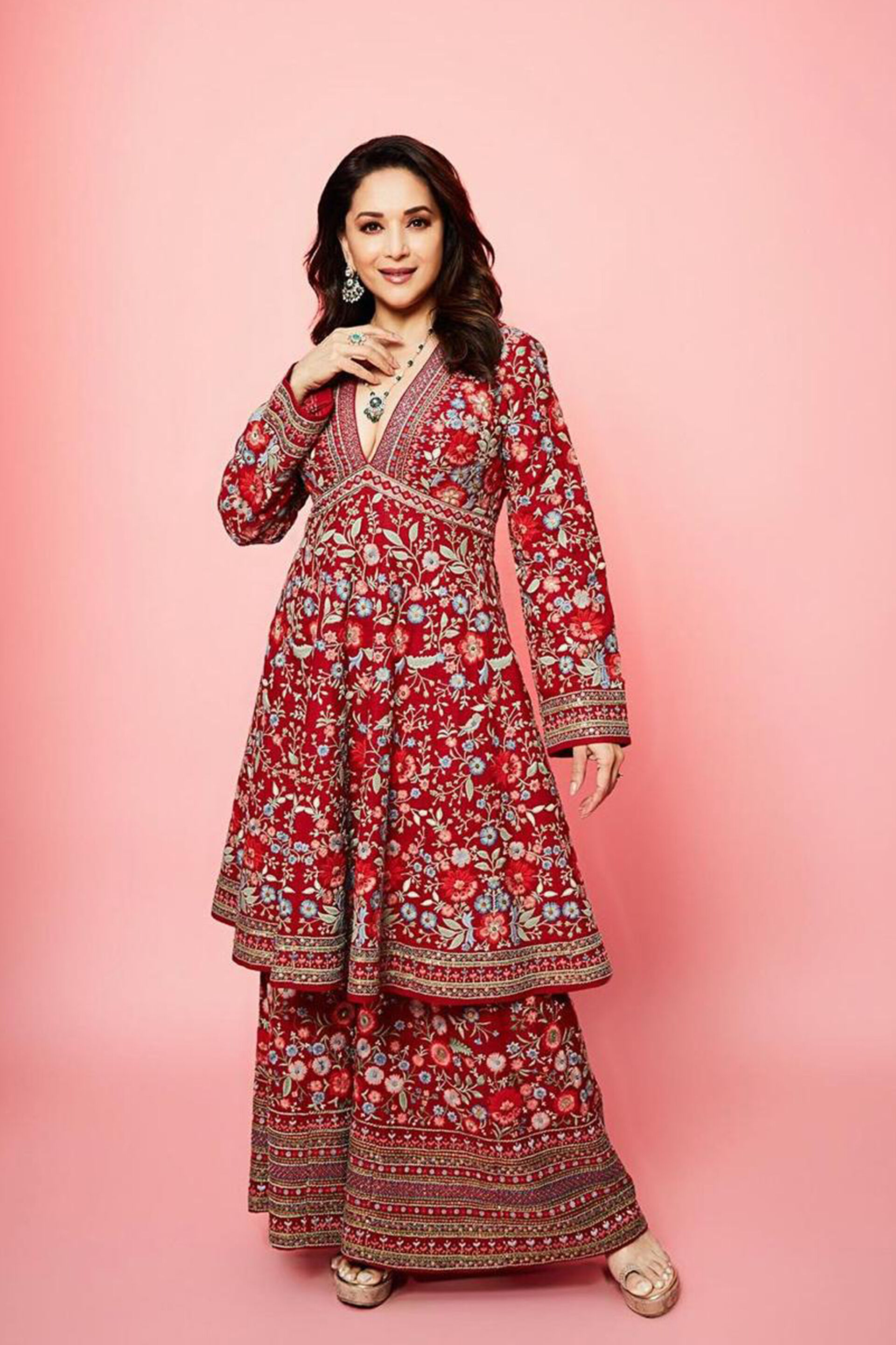 Floral Ballad Embroidered Zardozi Silk Kurta Set - Red