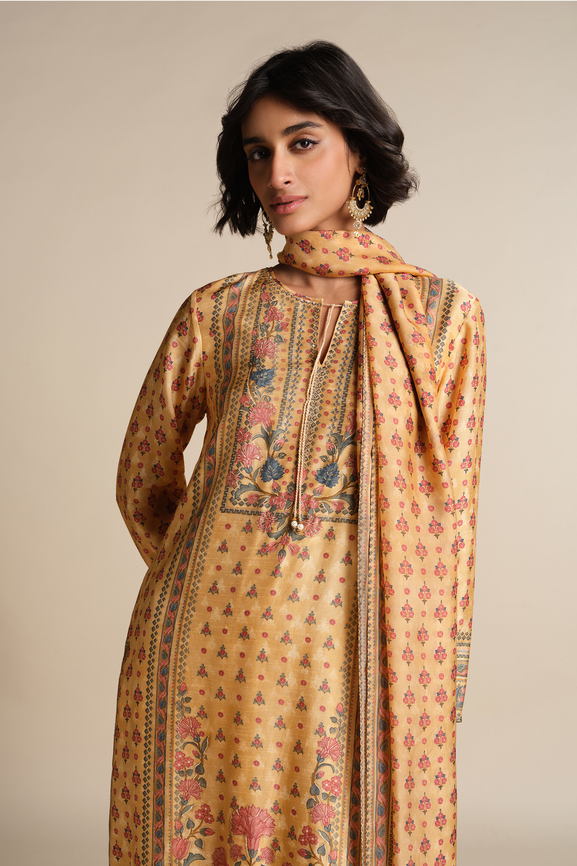 Anat Silk Suit Set - Yellow, Yellow, image 3
