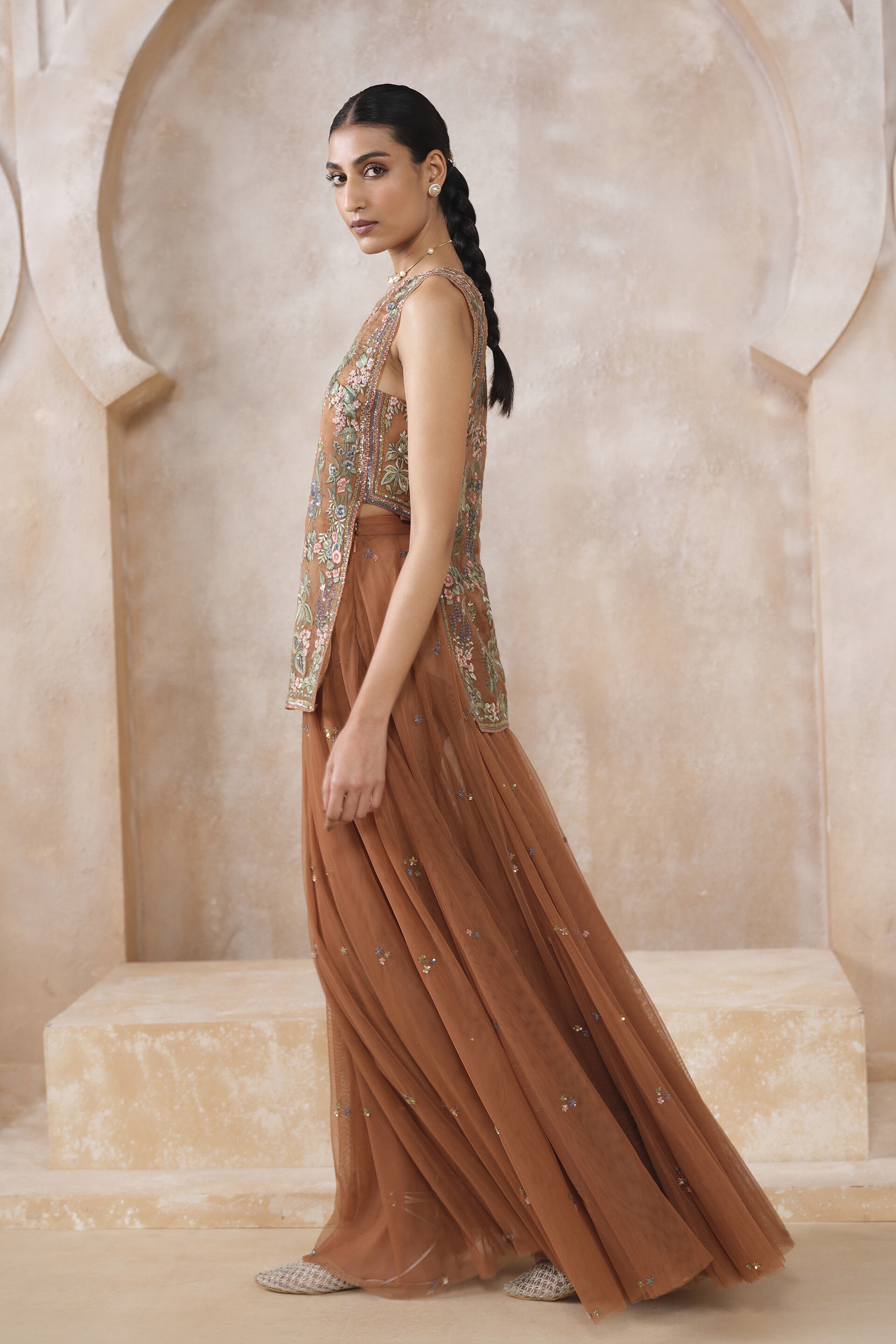 Aiza Embroidered Skirt Set - Brown, Brown, image 3