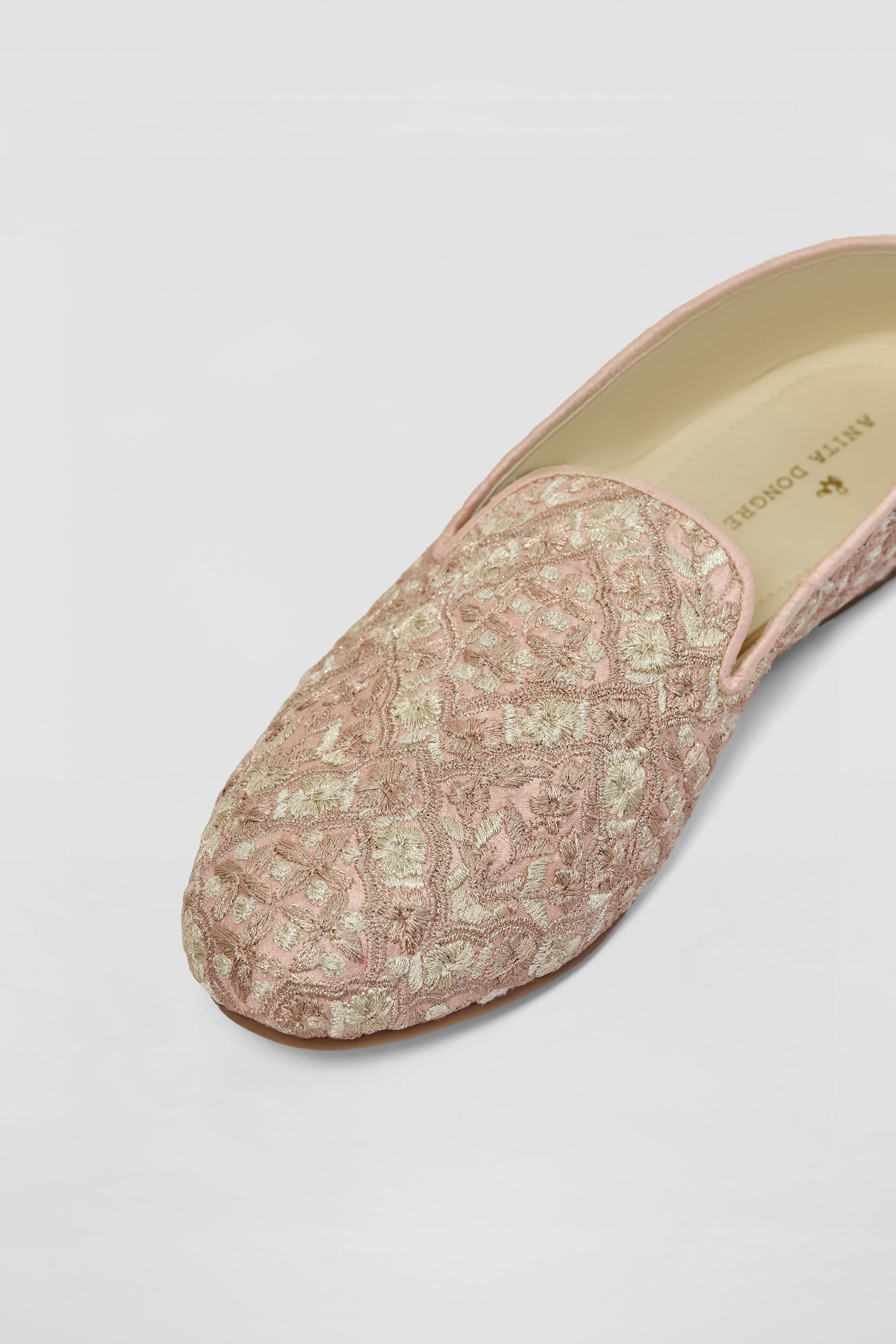 Kaif Embroidered Silk Mojris - Blush