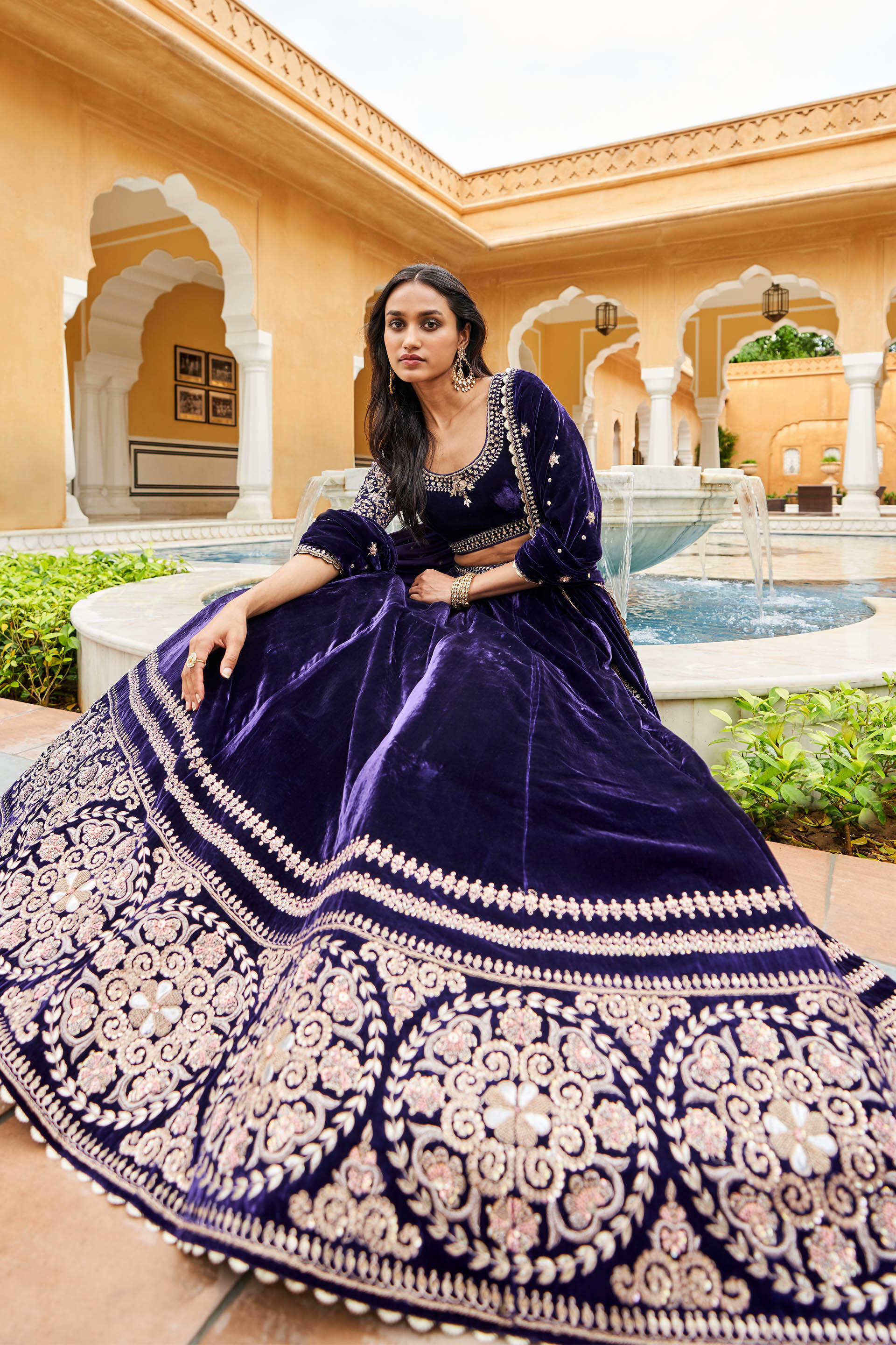 Dark purple discount bridal lehenga