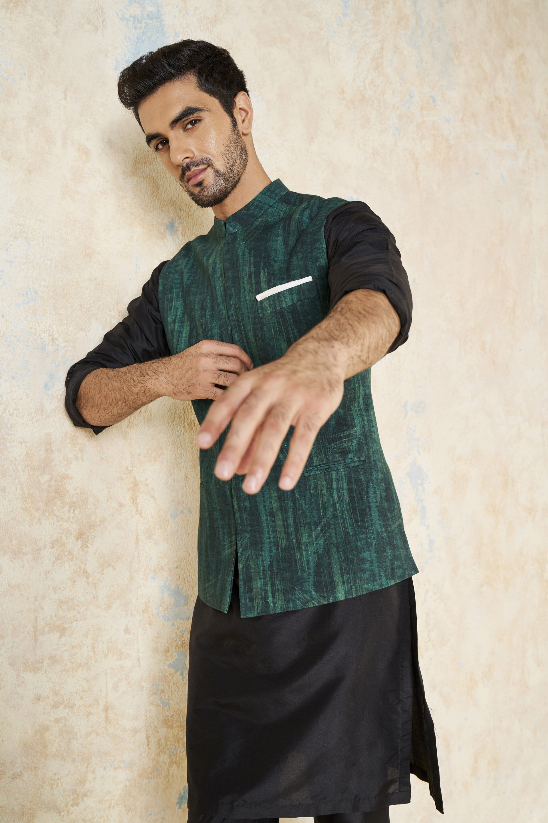 Adhrit Nehru Jacket - Green, Green, image 5