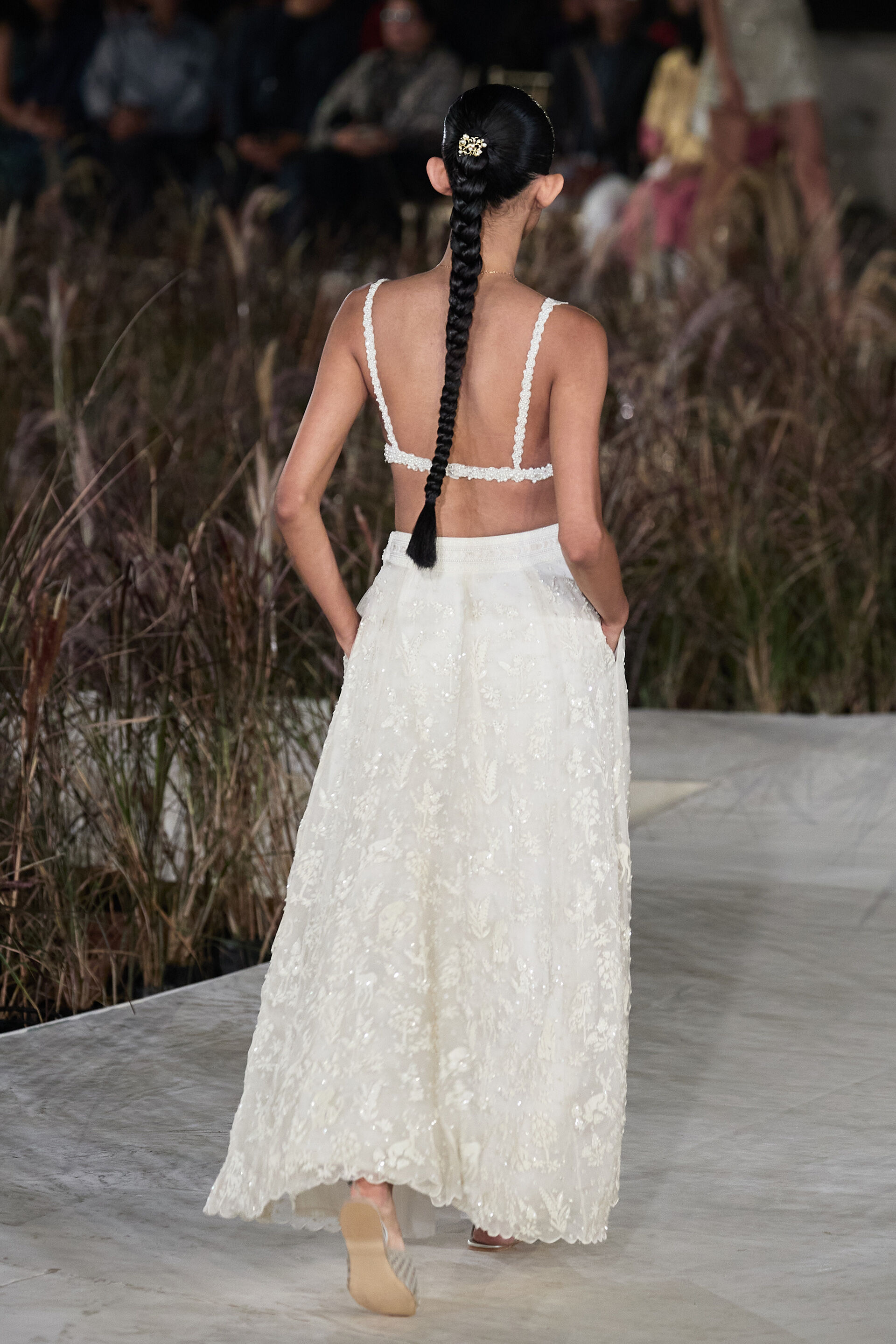 Drysmere Woven Benarasi Skirt Set - Ivory