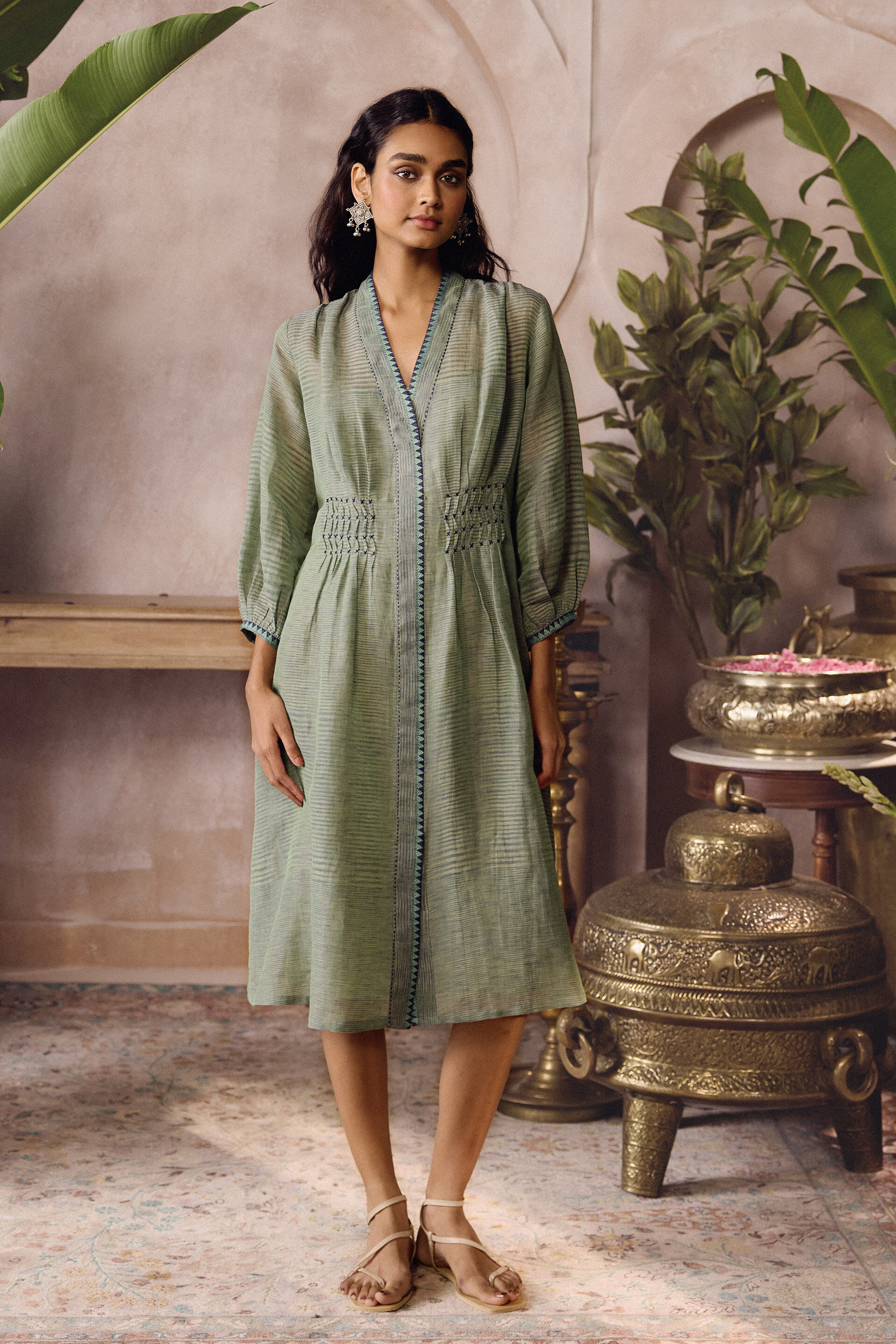 Isylwn Handwoven Dress - Green