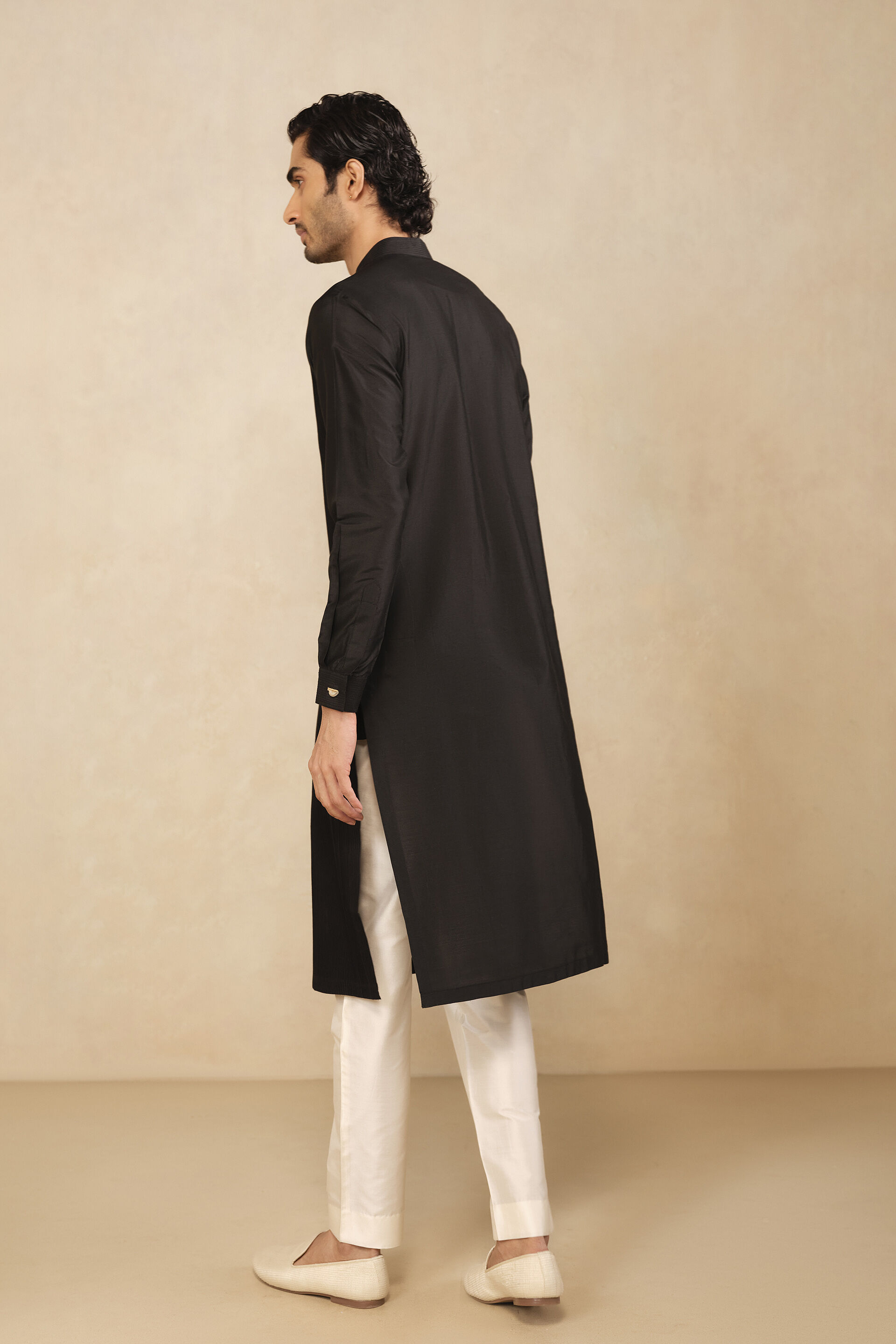 Affan Silk Kurta -  Black