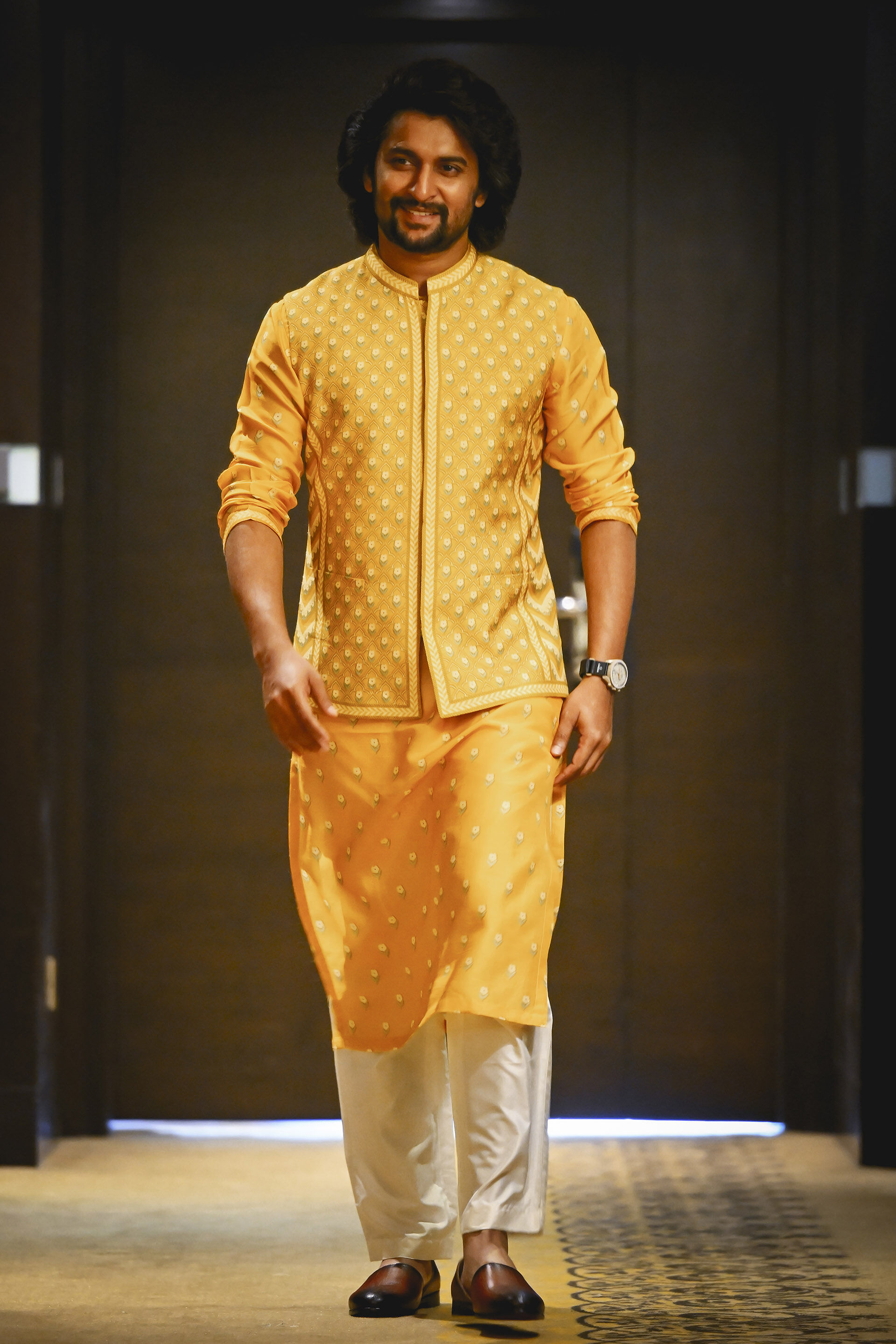 Navodit Silk Kurta - Mustard, , image 1