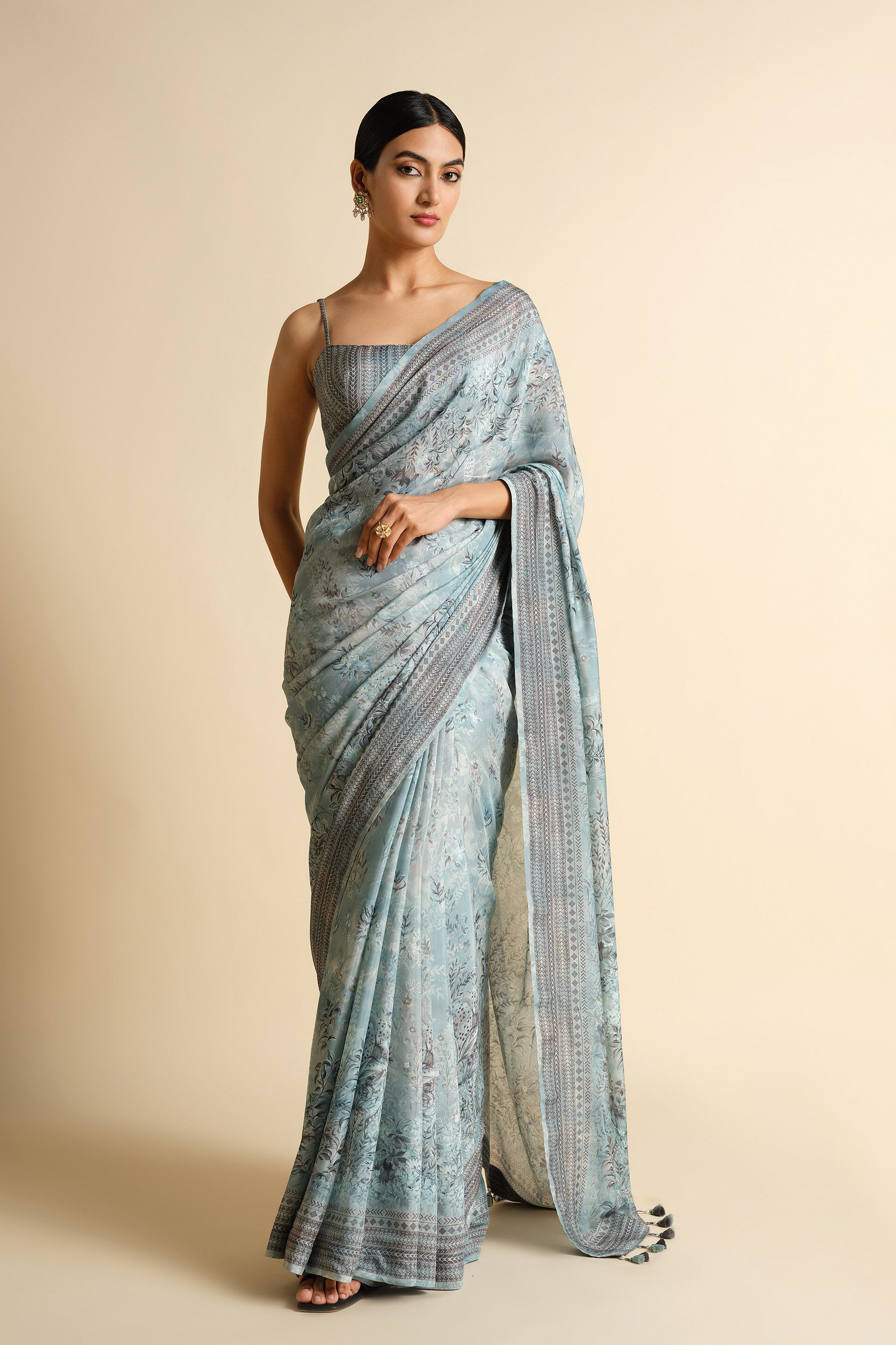 Siham Saree - Powder Blue, Powder Blue, image 1