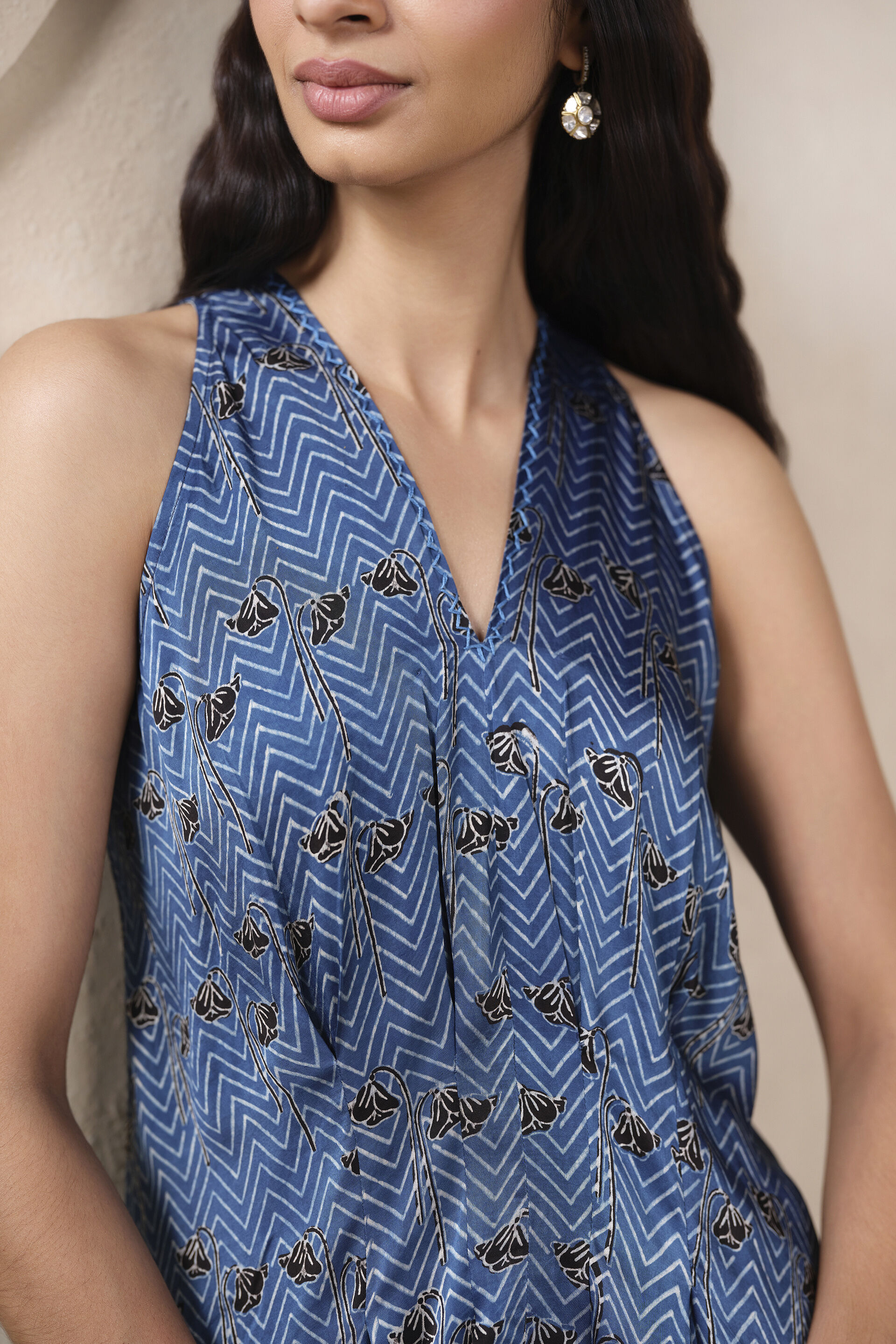 Jura Ajrakh Hand-block Printed Co-ord in Blue, Blue, image 4