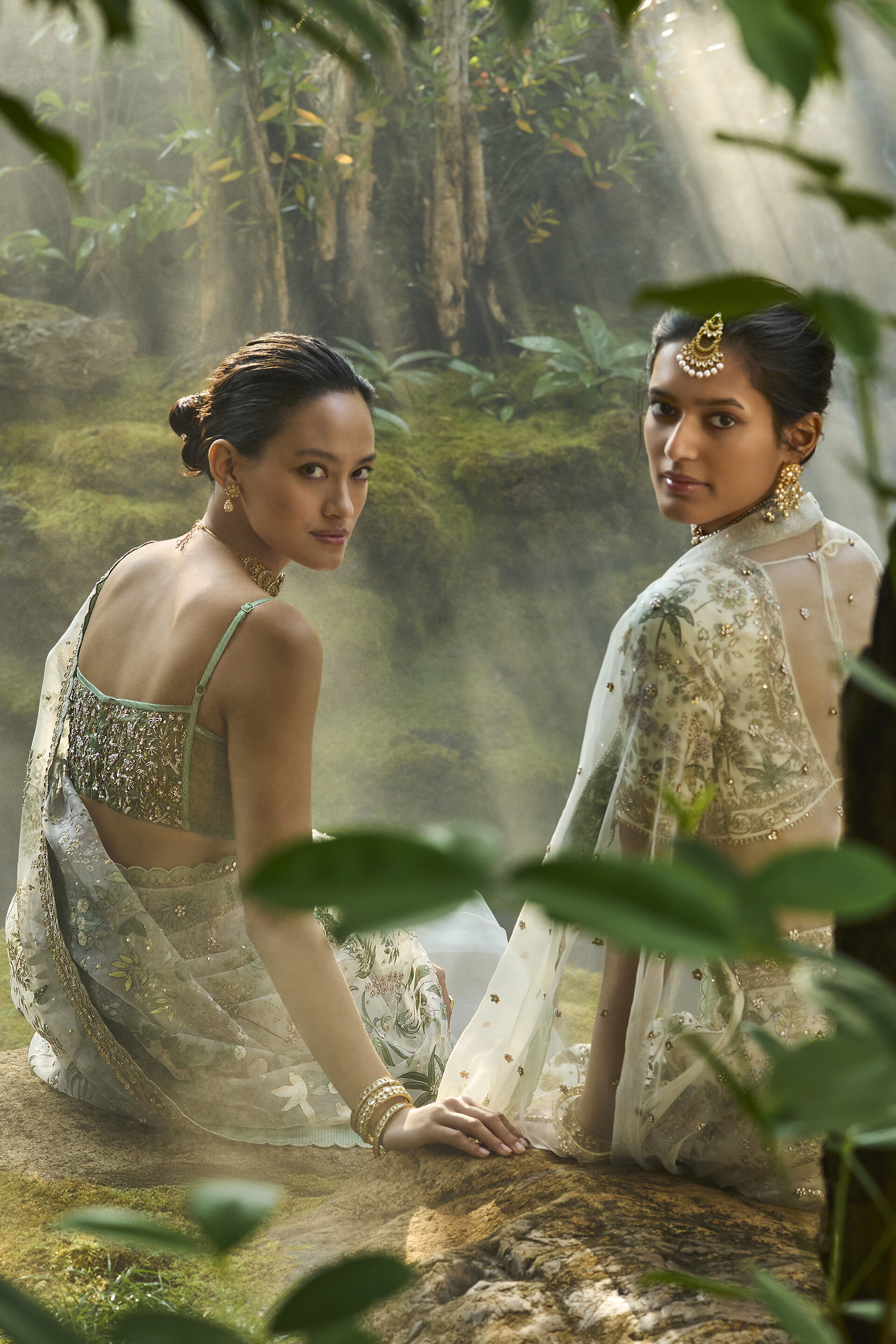 Sebago Hand-painted Pichhwai Silk Saree - Ivory, Ivory, image 3