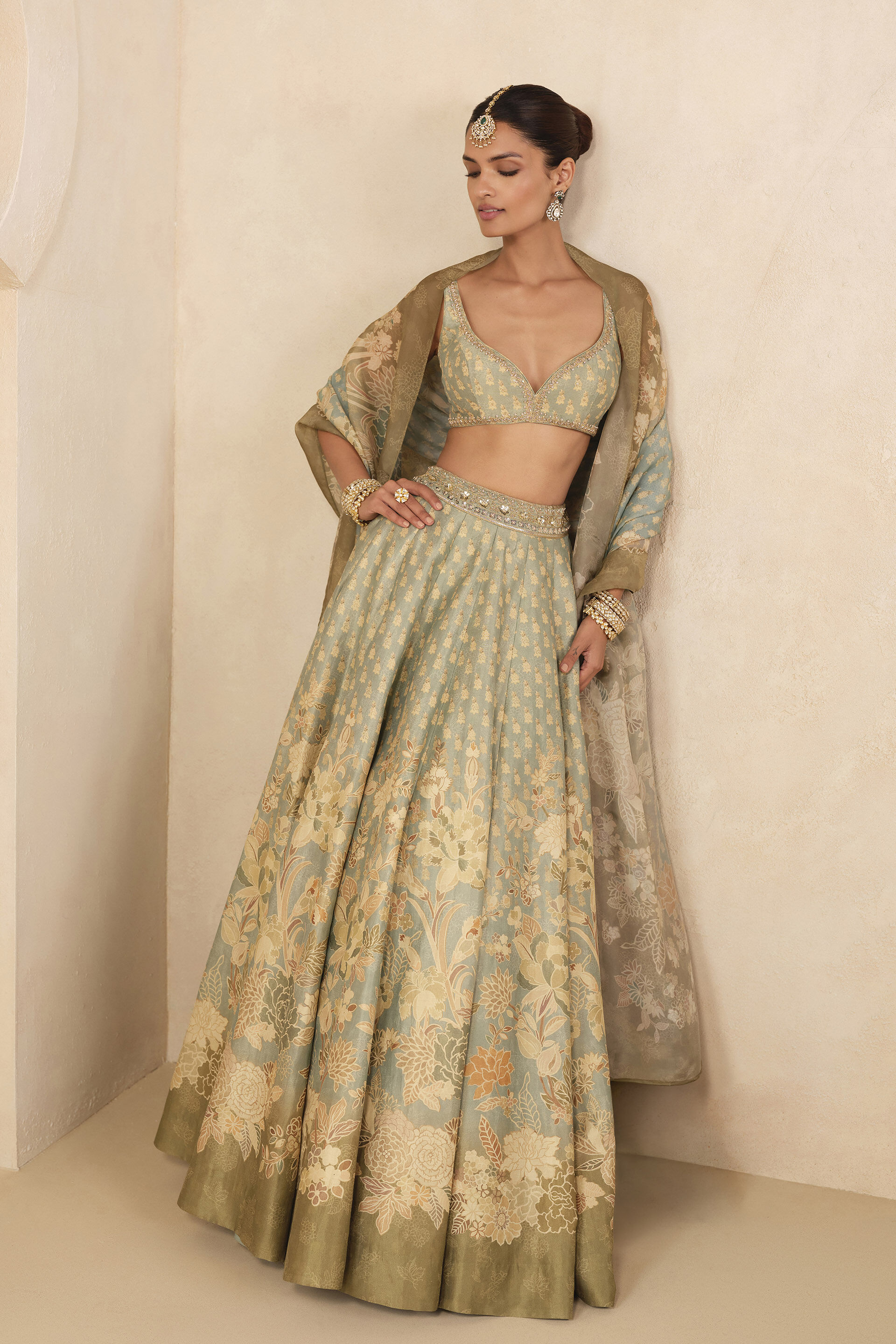 Noora Embroidered Lehenga Set - Blue, Blue, image 3