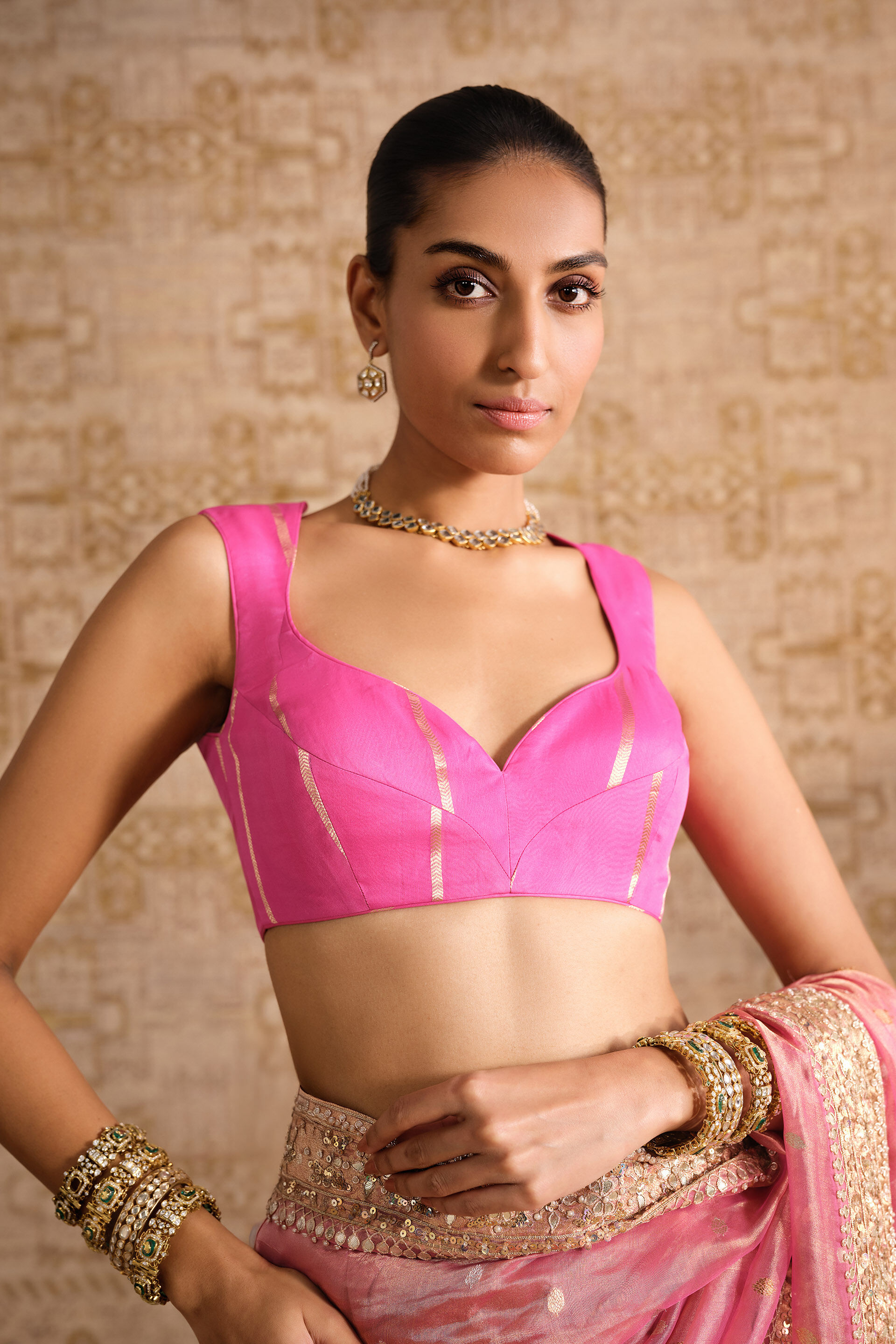 Anvaya Handwoven Benarasi Silk Saree - Blush, Blush, image 5