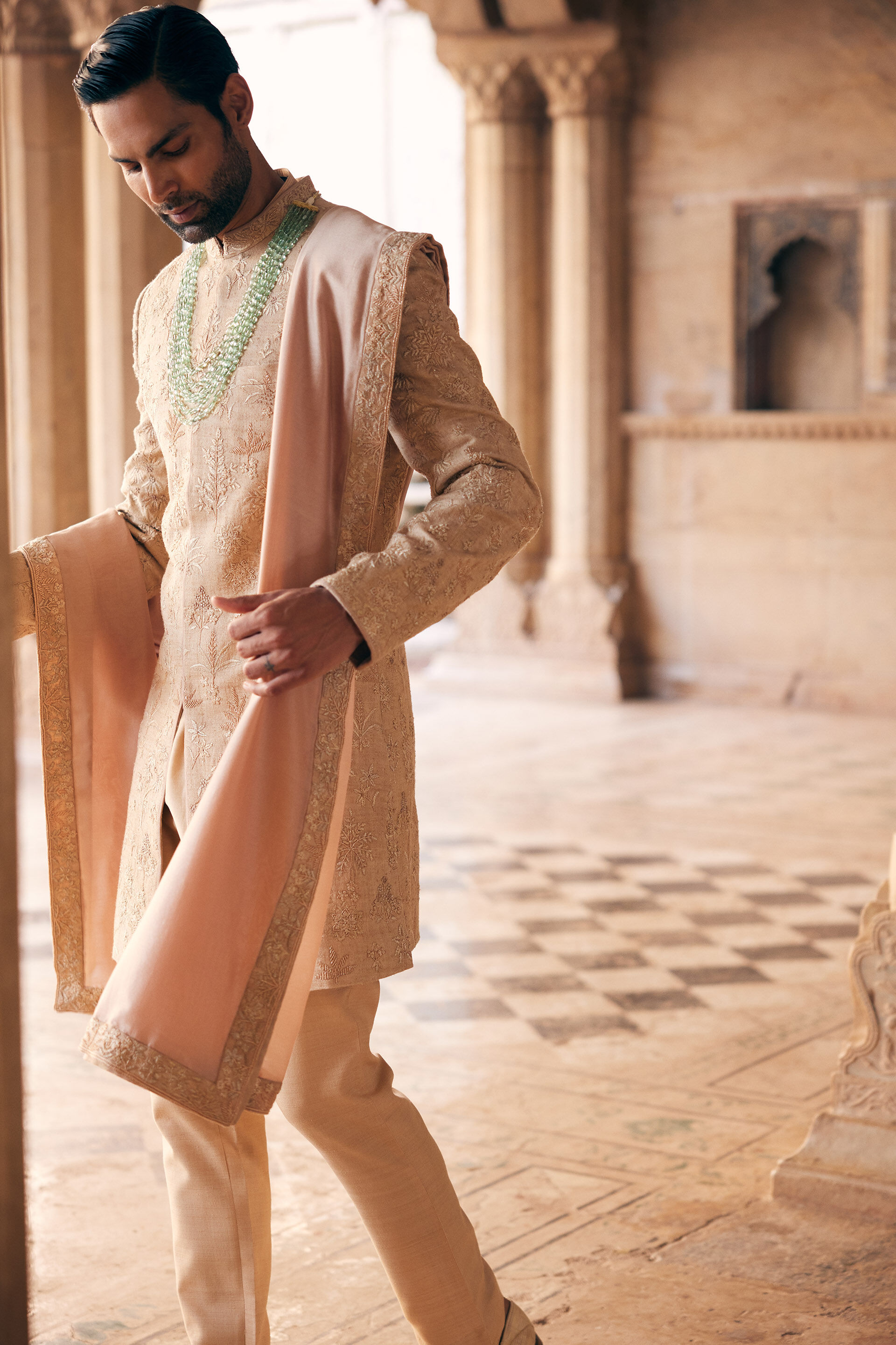 Iqyan Silk Dupatta - Beige, Beige, image 5