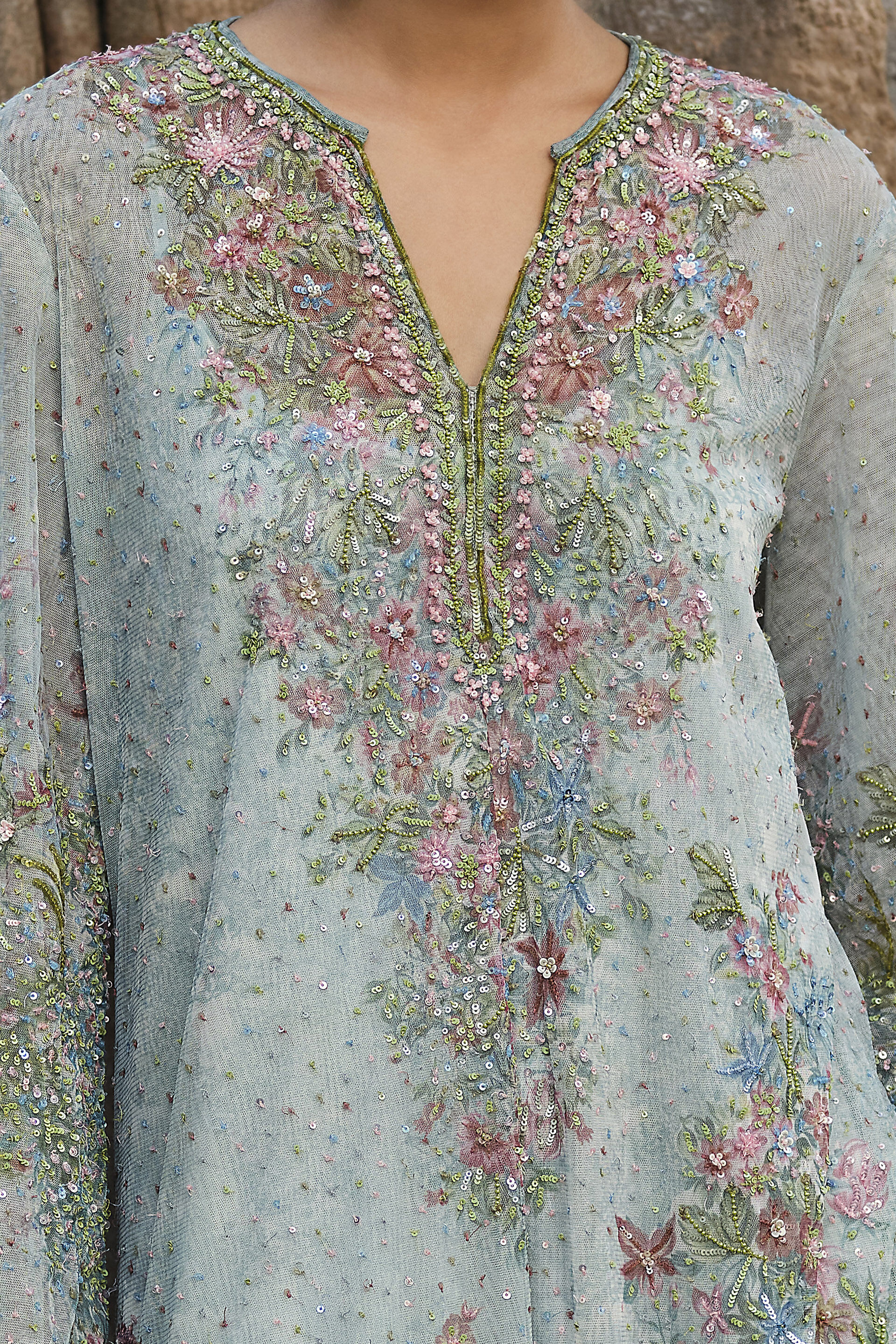 Silaam Printed Kaftan - Powder Blue, Powder Blue, image 3