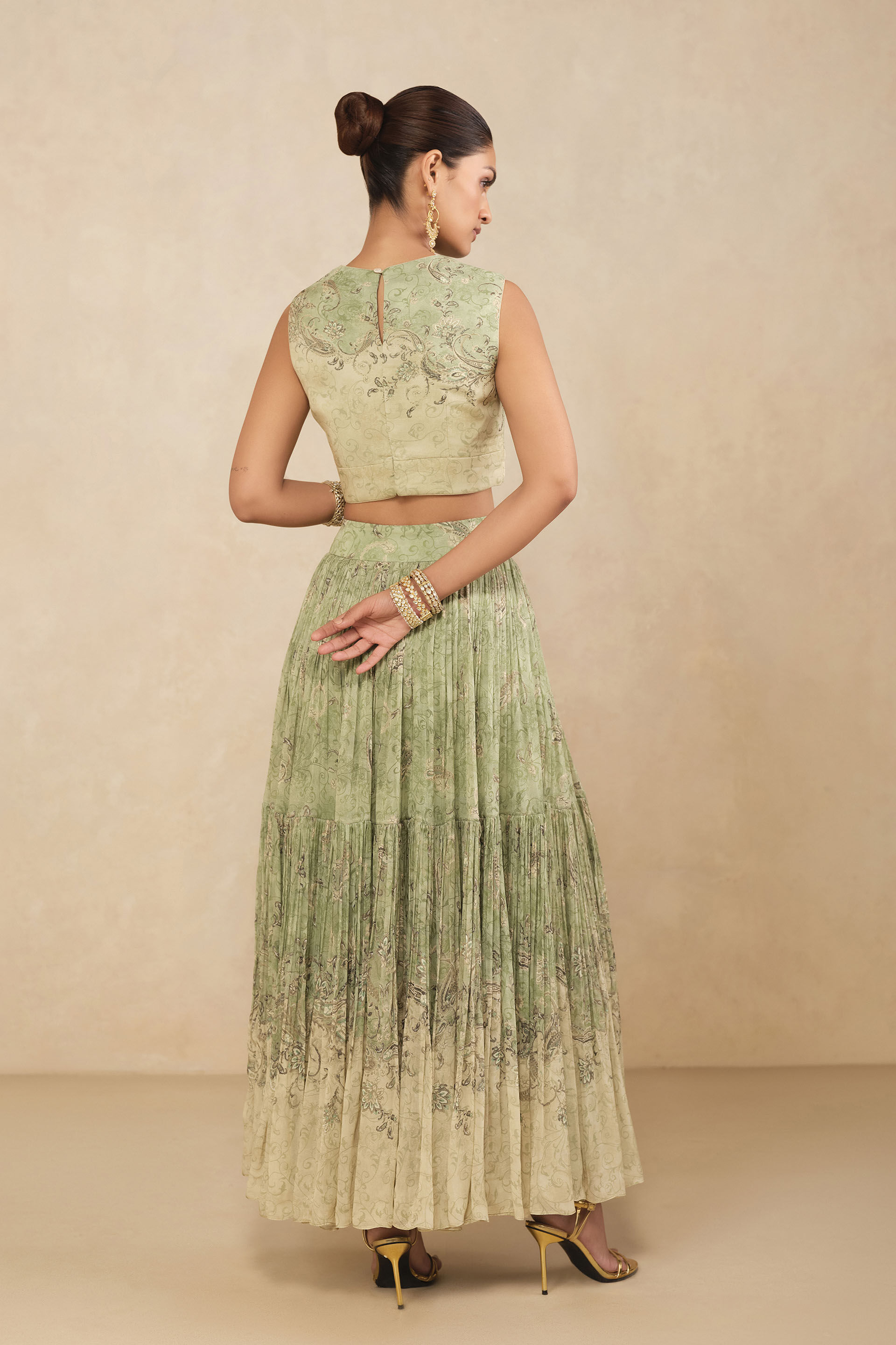 Riham Bemberg Skirt Set - Sage