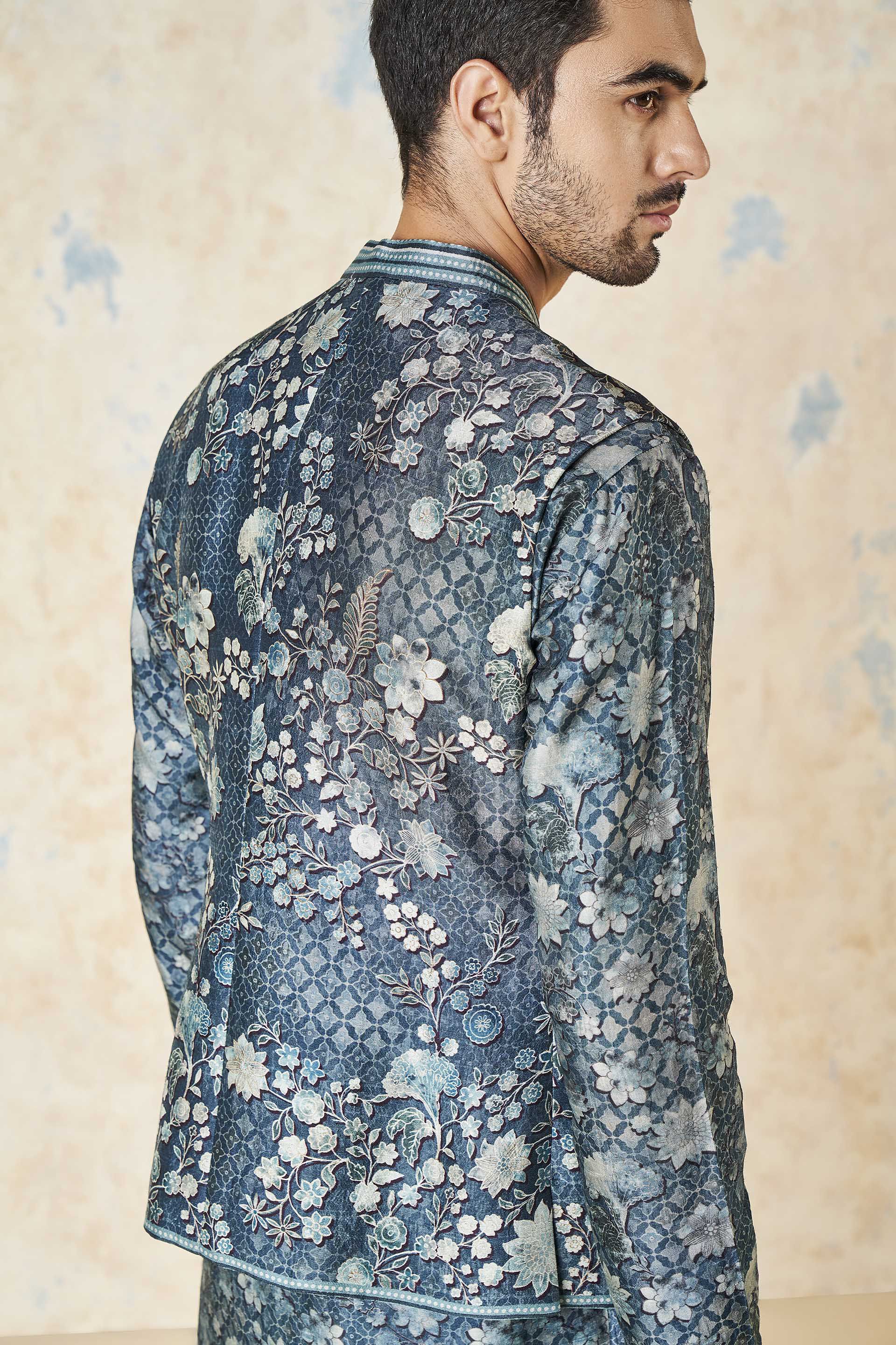 Bhramar Nehru Jacket - Blue, Blue, image 5
