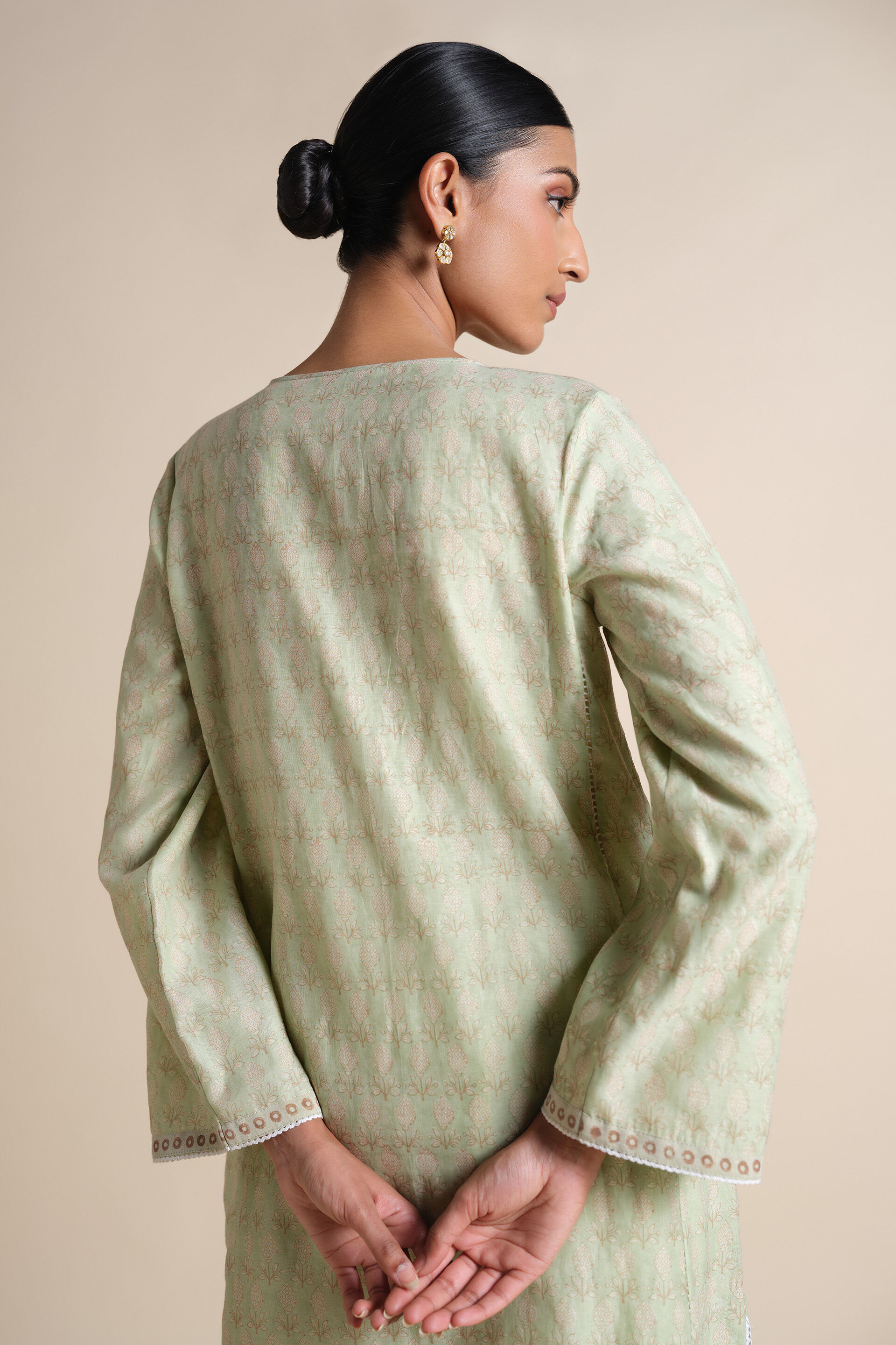 Janan Embroidered Mul Kurta - Sage, Sage, image 7