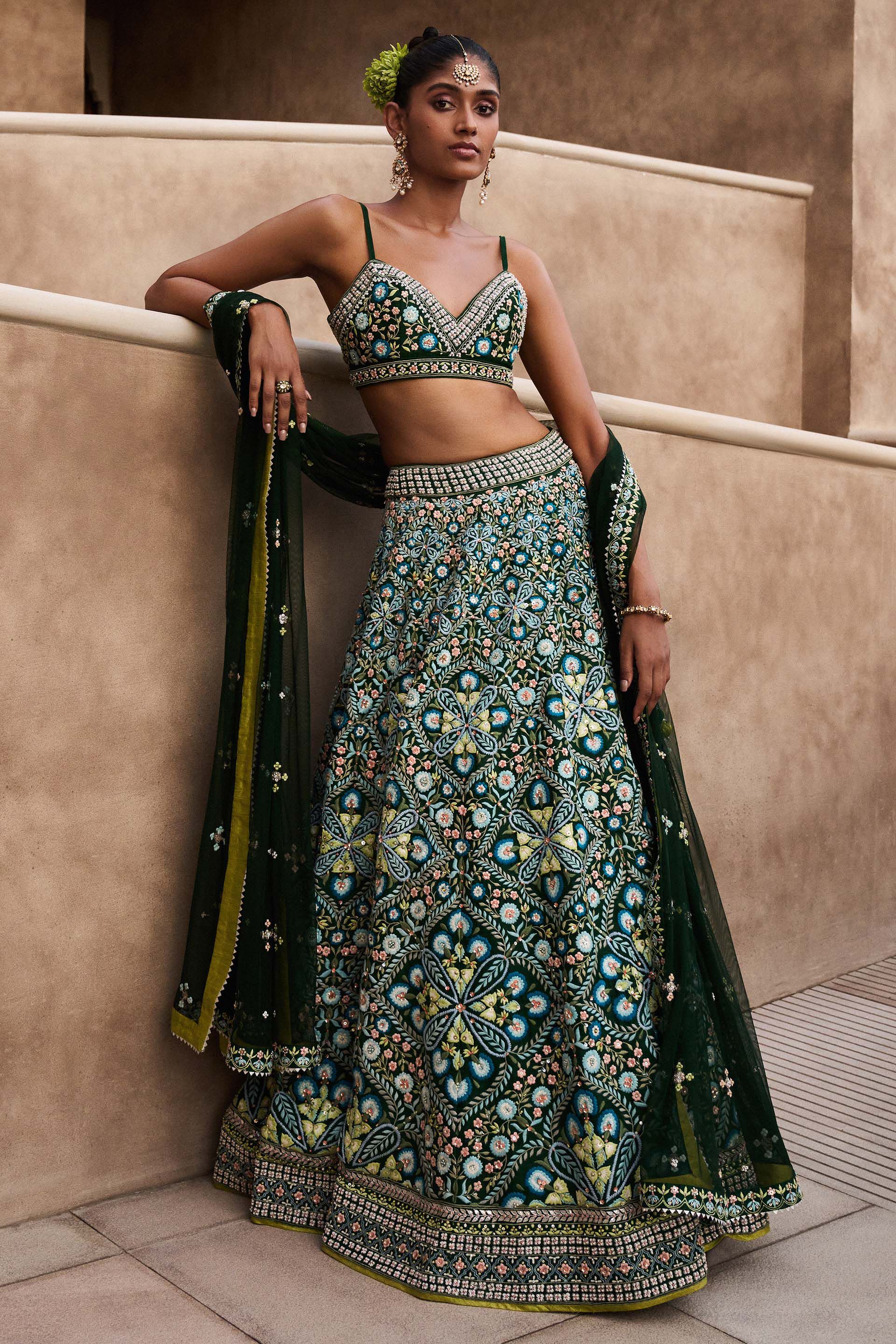 Buy Kanmani Lehenga Green Online from Anita Dongre