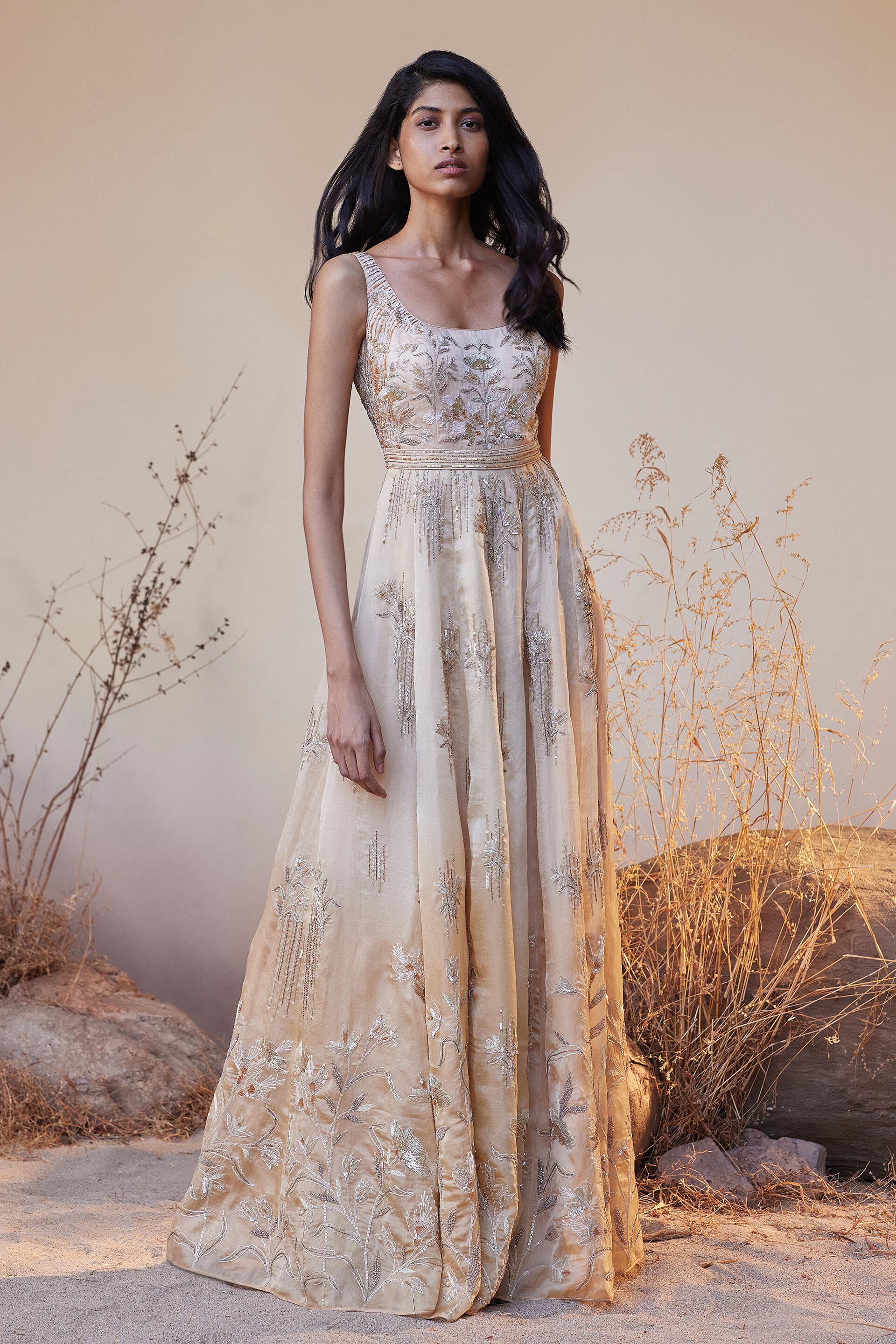 Anita Dongre  Benaishas ink blue gown with intricate  Facebook