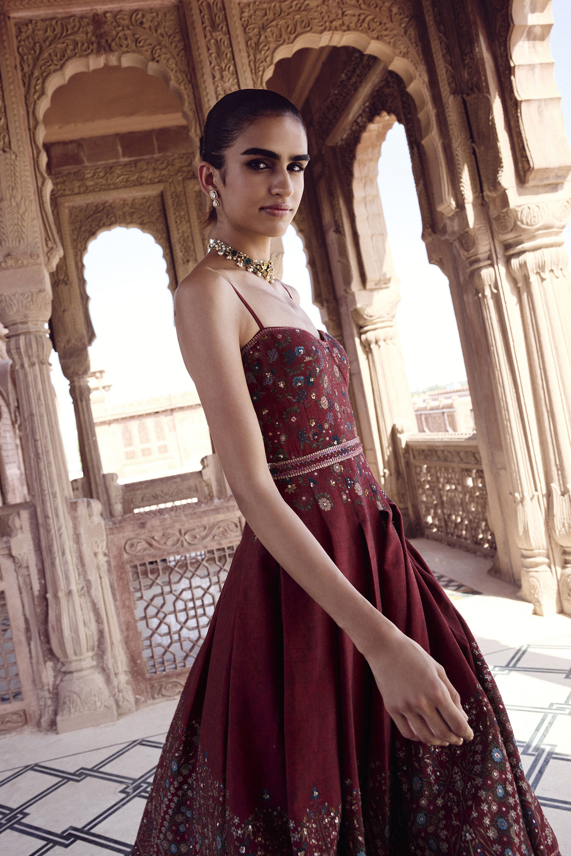 Amalaka Silk Dress - Deep Red, Red, image 4