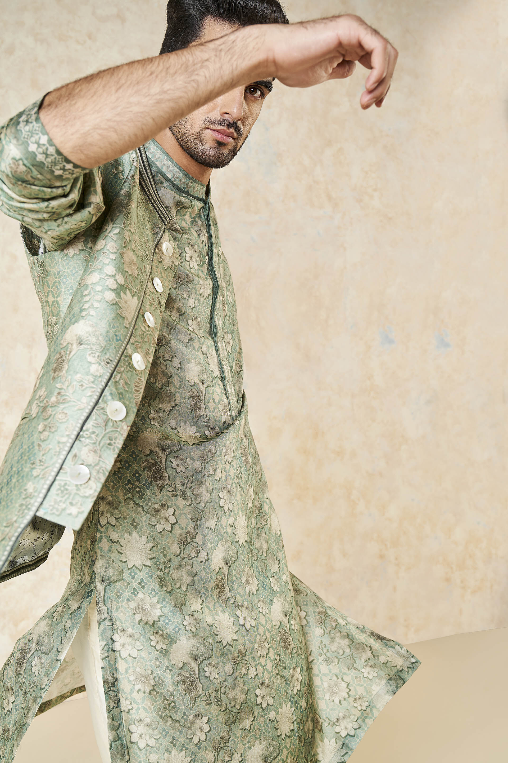 Bhramar Nehru Jacket - Sage, Sage, image 7