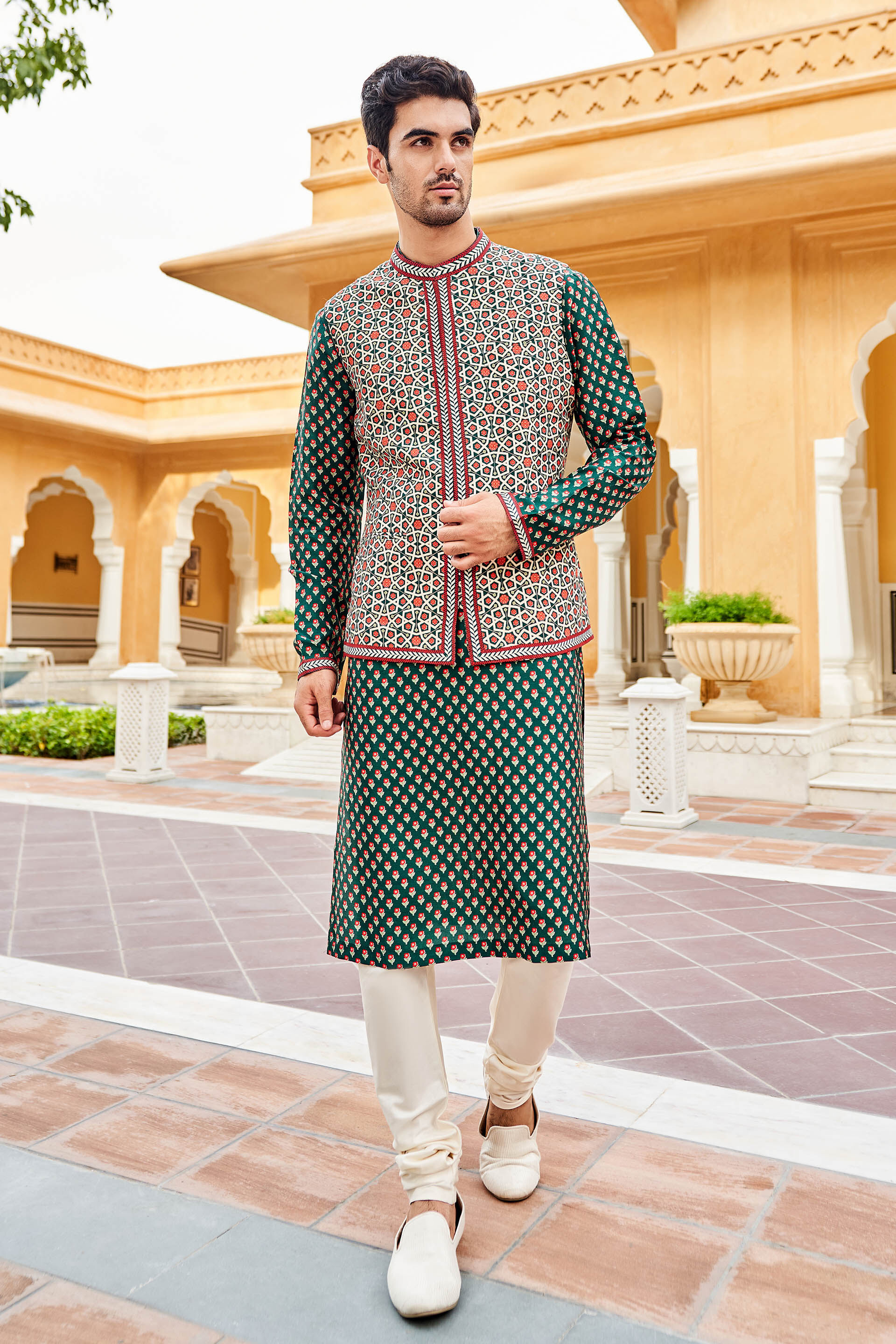 Arham Nehru Jacket - Emerald Green
