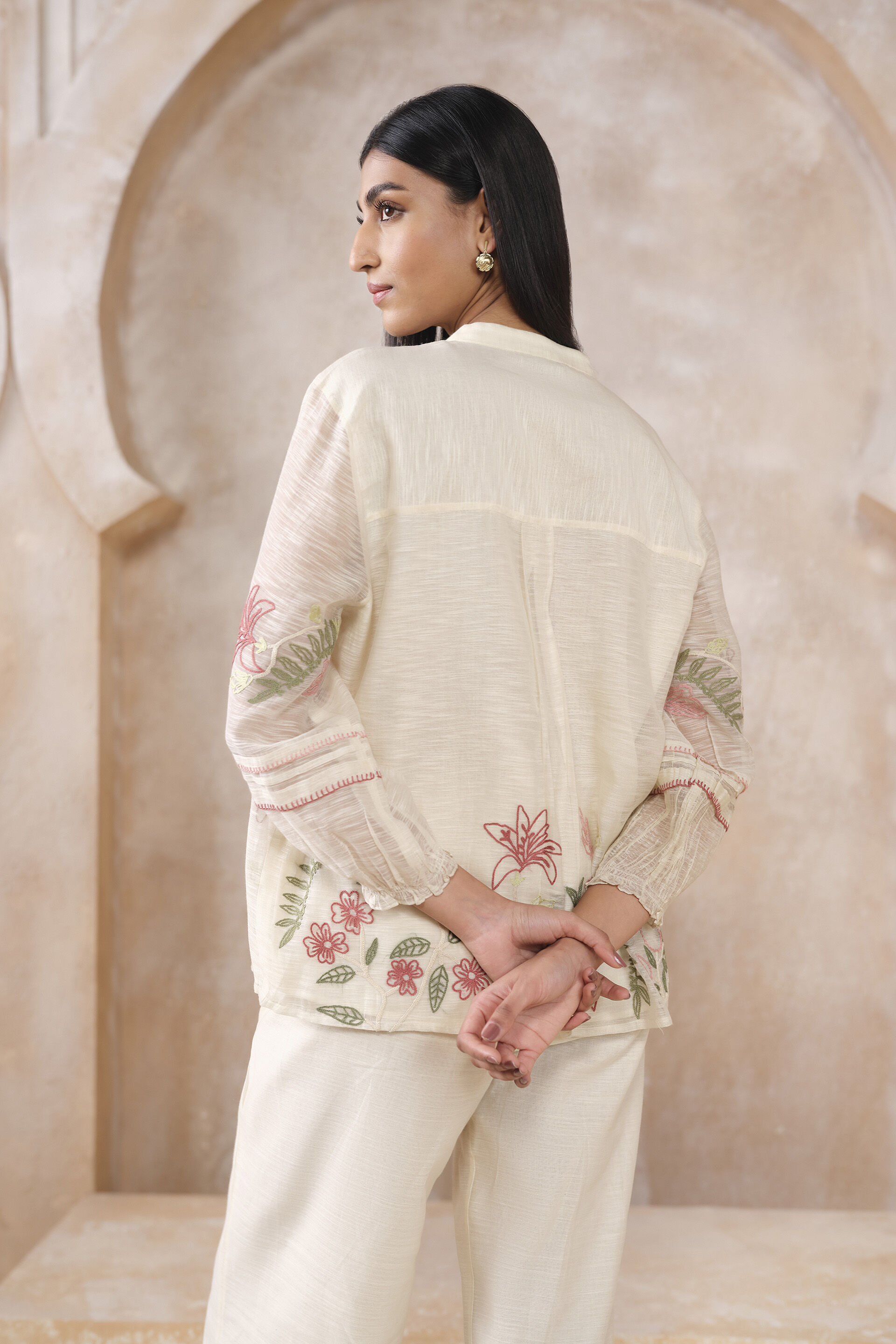 Solana Hand-embroidered SEWA Top - Ivory