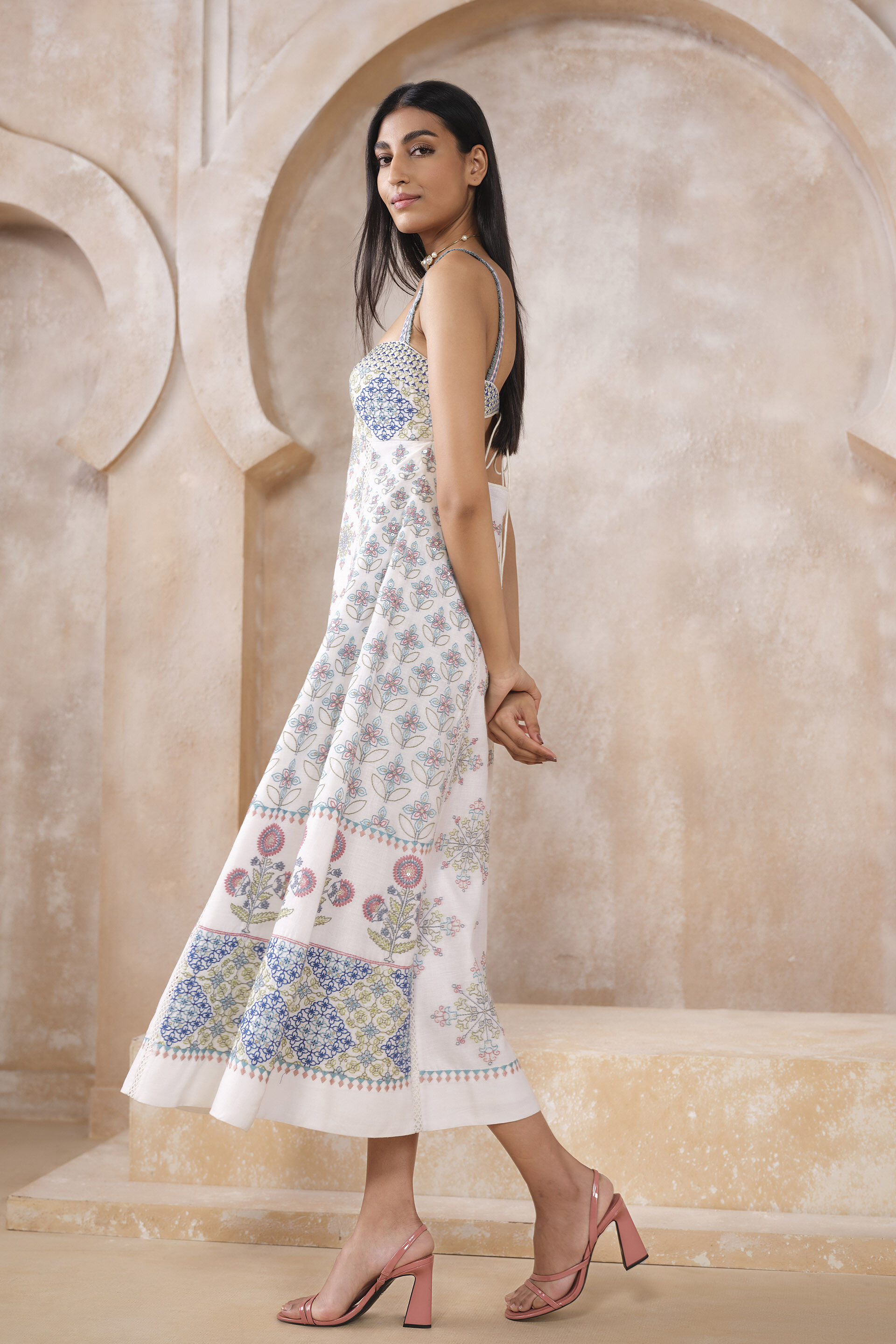 Runa Embroidered Dress - Natural, Natural, image 3
