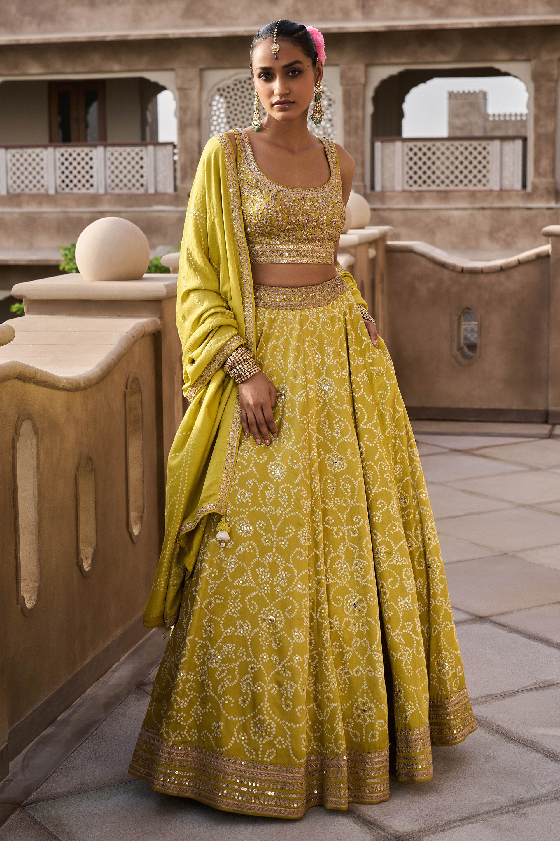 Buy Nartakee Lehenga Lime Online from Anita Dongre