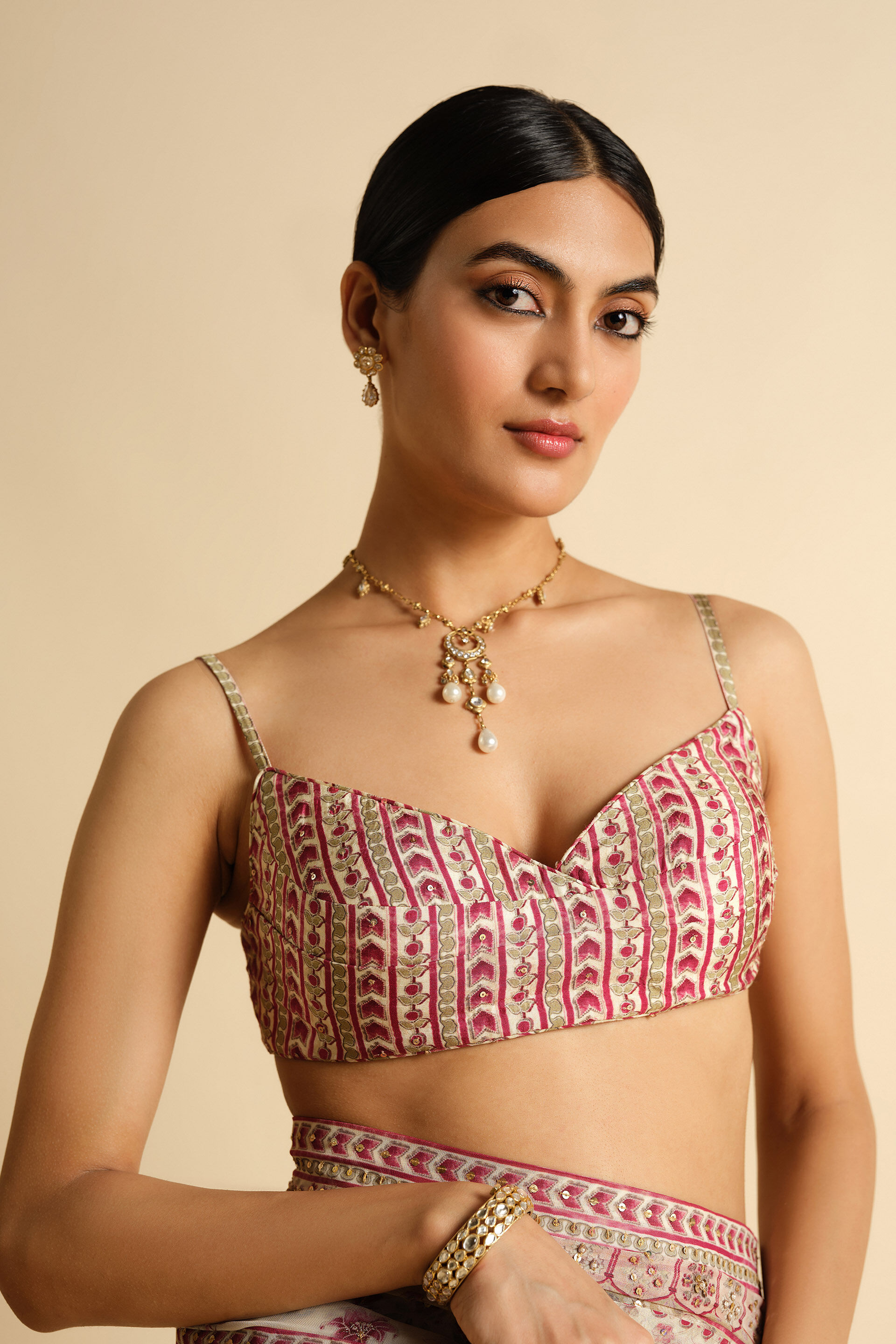 Sirvani Sequin Georgette Saree, Cream, image 4