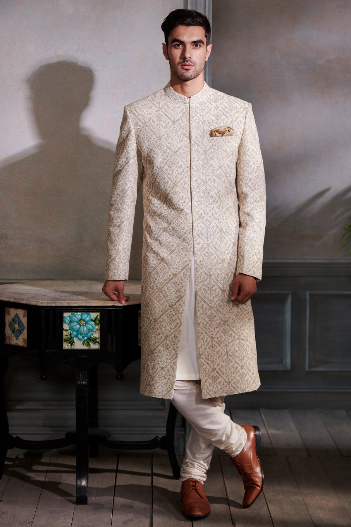 1 - Tej Sherwani – Ivory, image 1