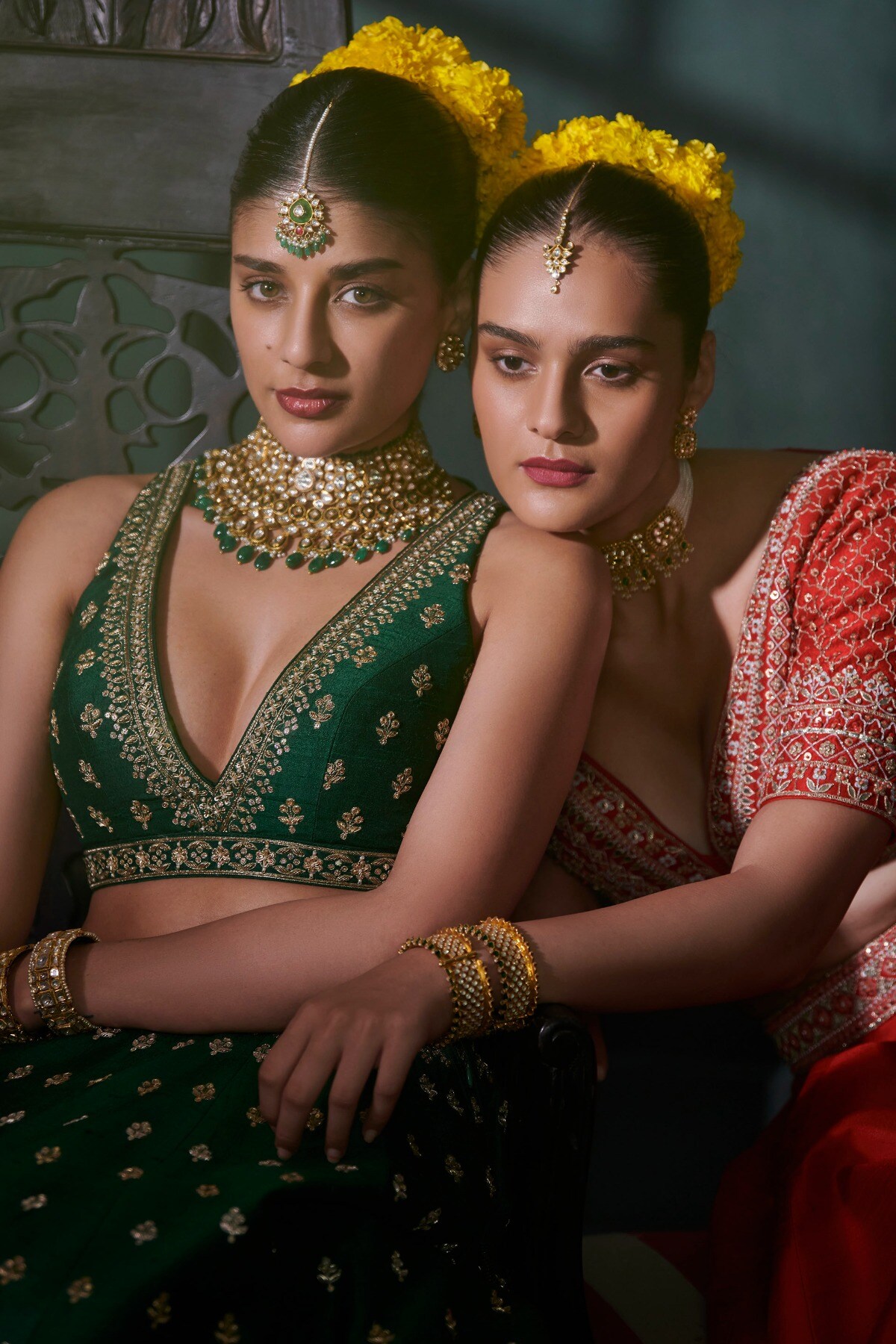 Emerald green bridal lehenga online