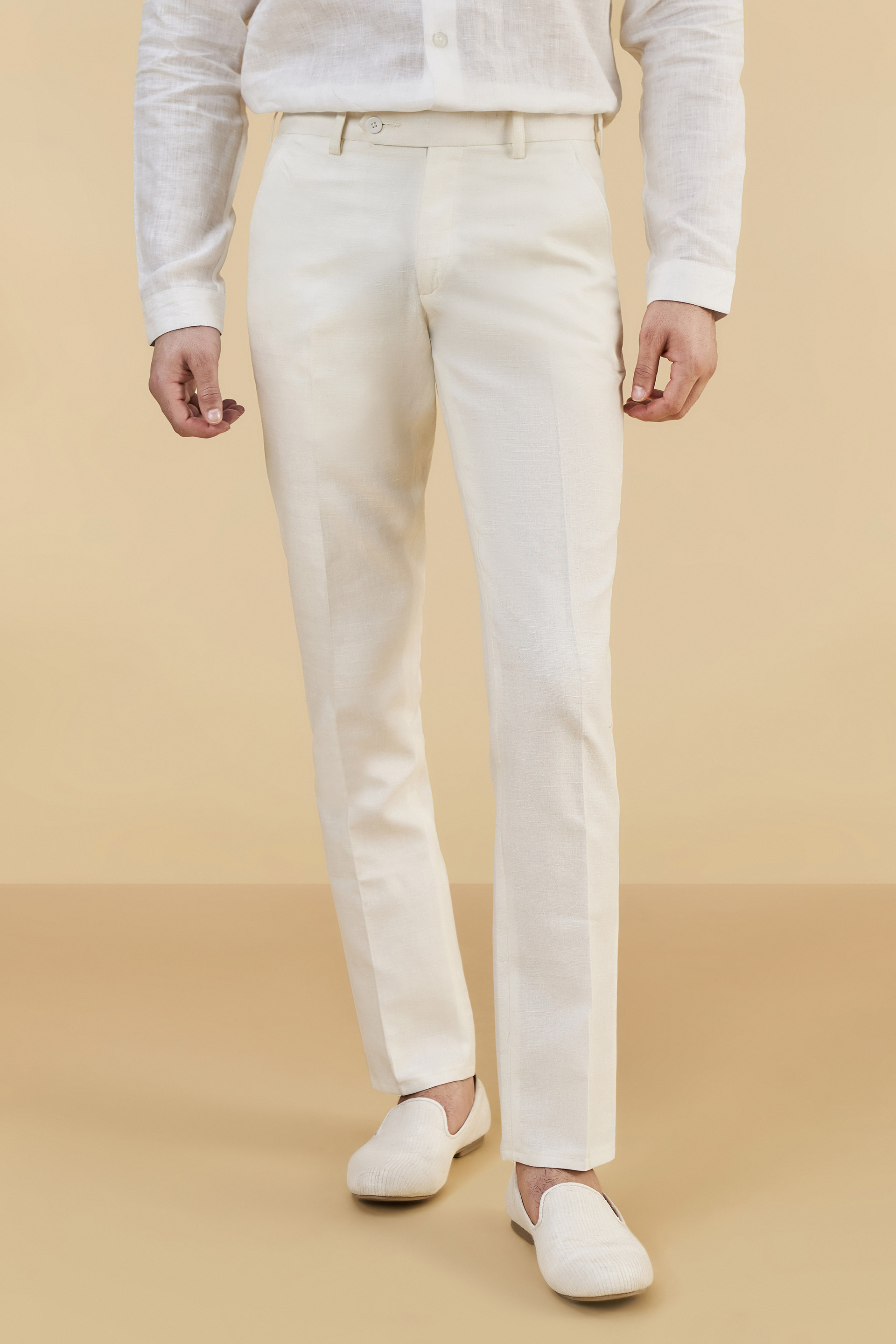 Off White Silk Trousers, Off White, image 1