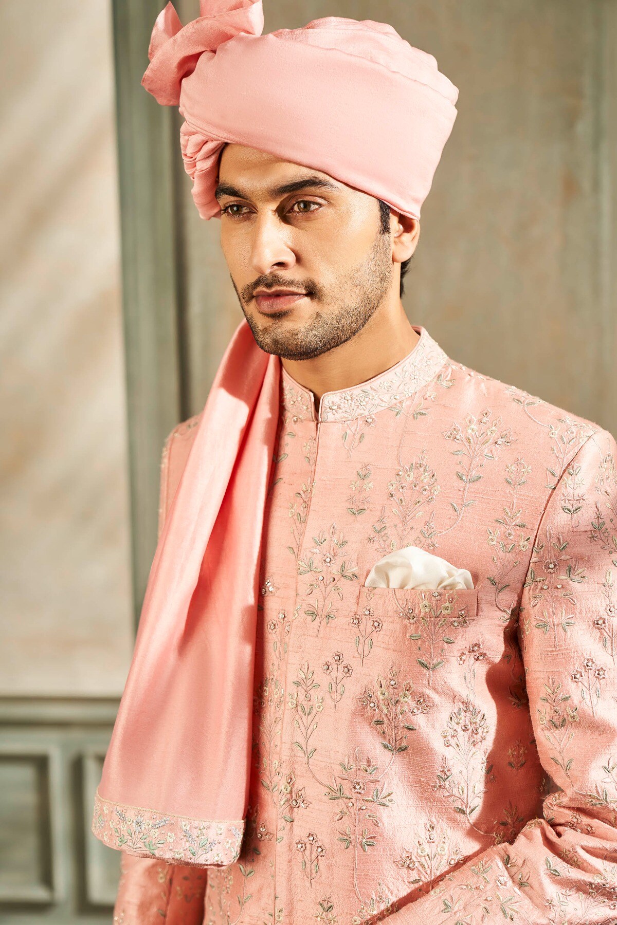 Pink sherwani for groom deals
