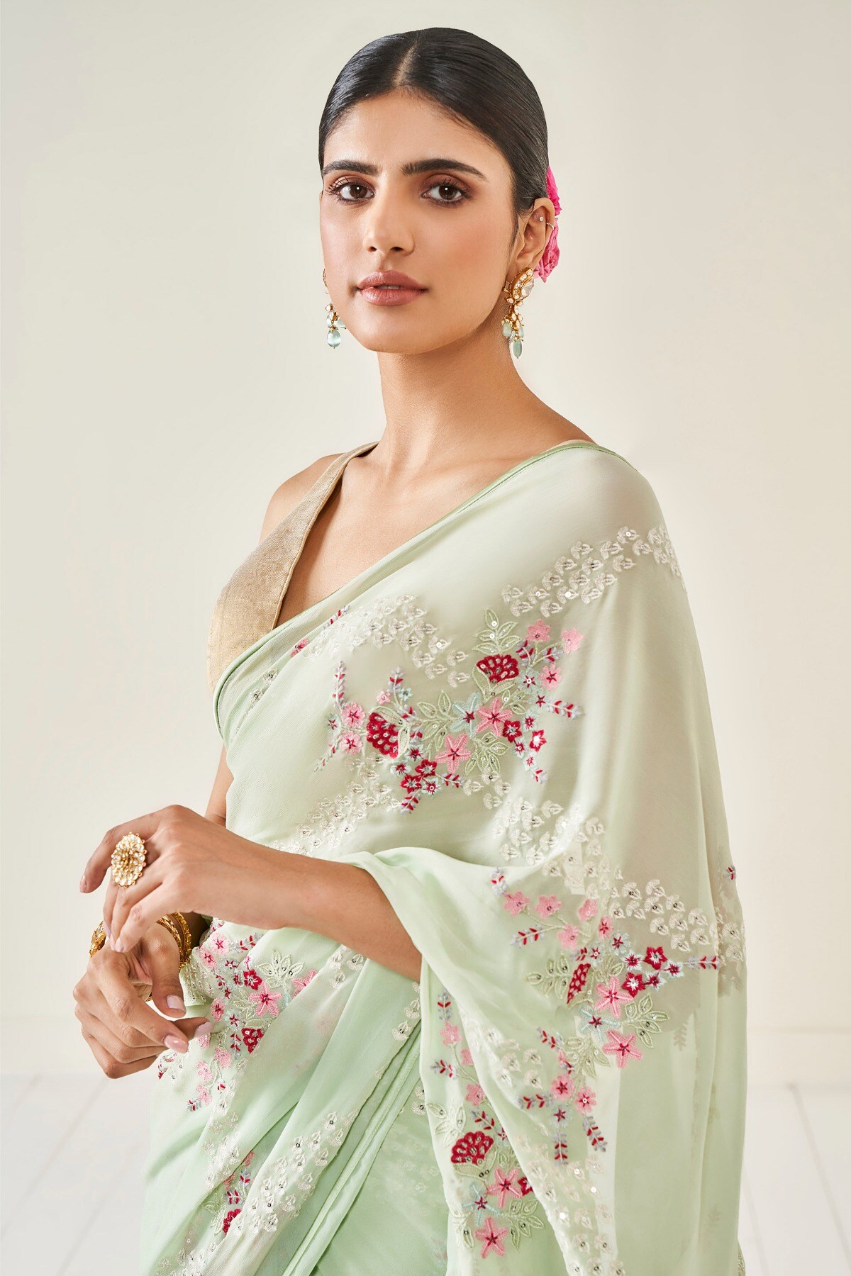 Alyssa Saree Set - Pista, Pista, image 5