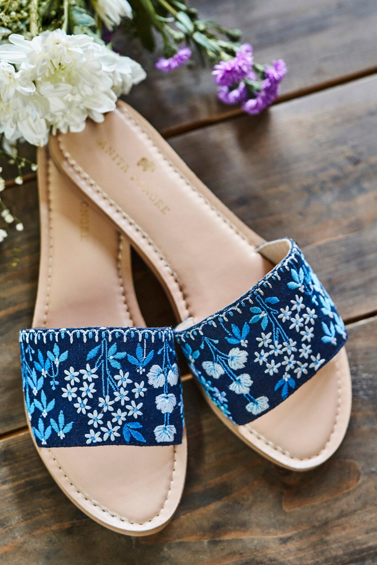 Buy Navy Blue Aranyaa Sliders for Women Online from Anita Dongre