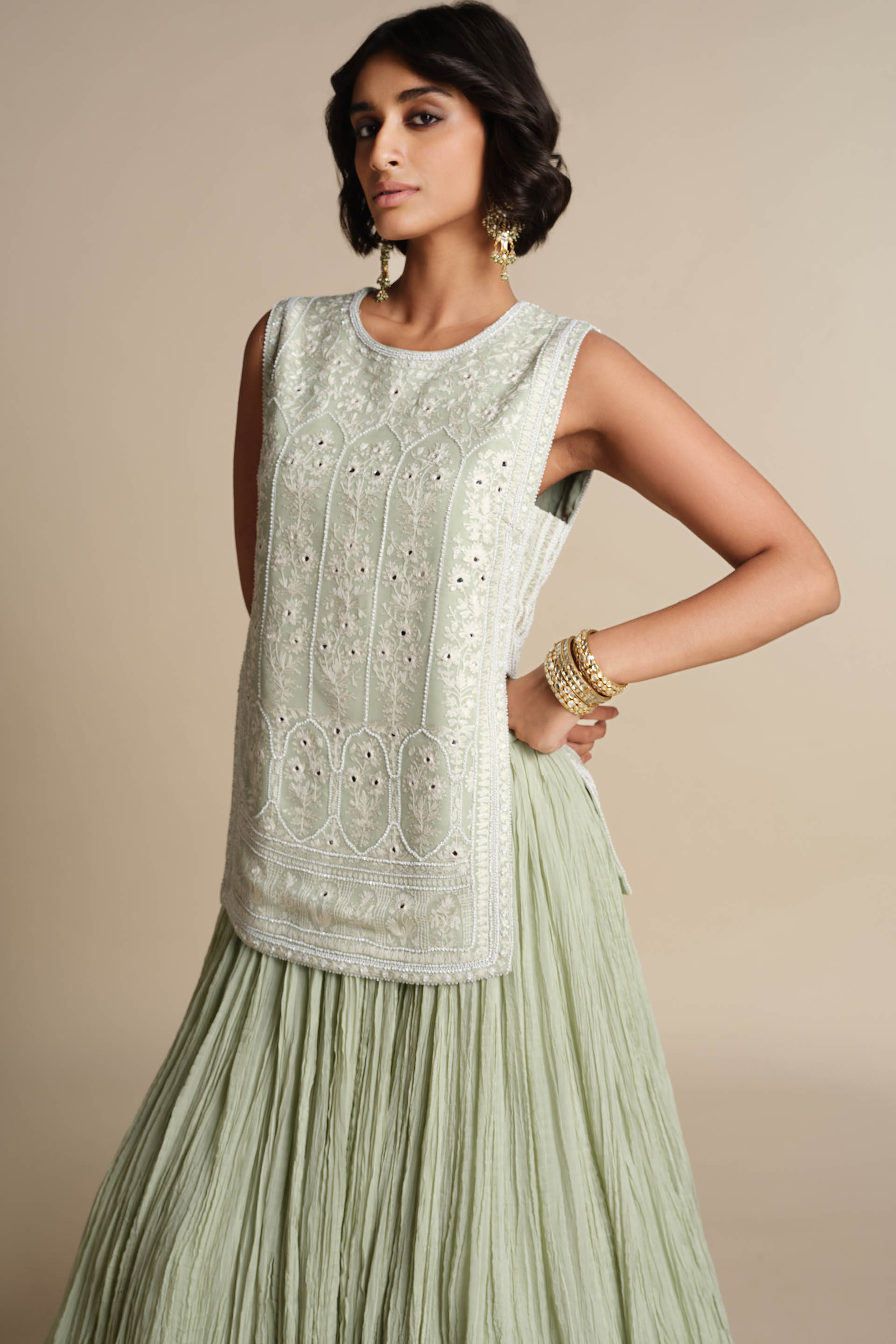 Raisa Embroidered Skirt Set - Sage, Sage Green, image 4