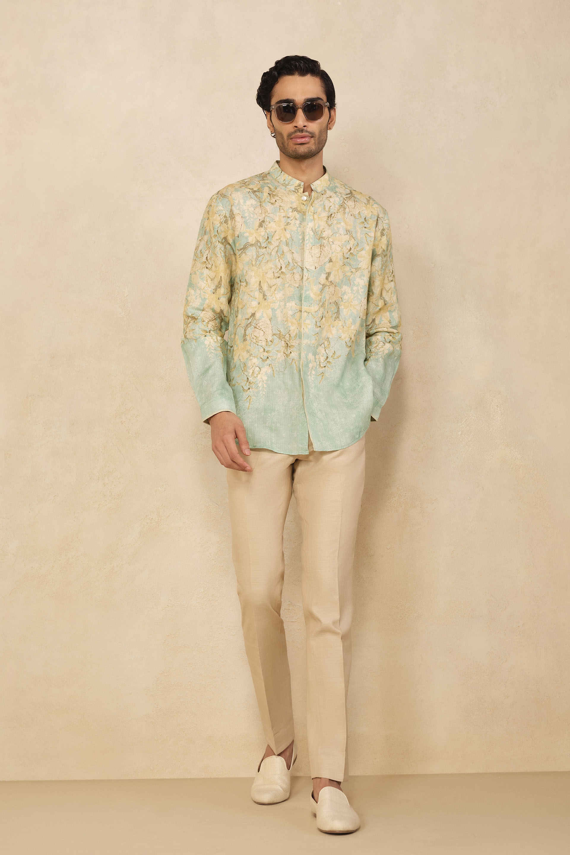 Aftan Linen Shirt - Aqua, Aqua, image 1