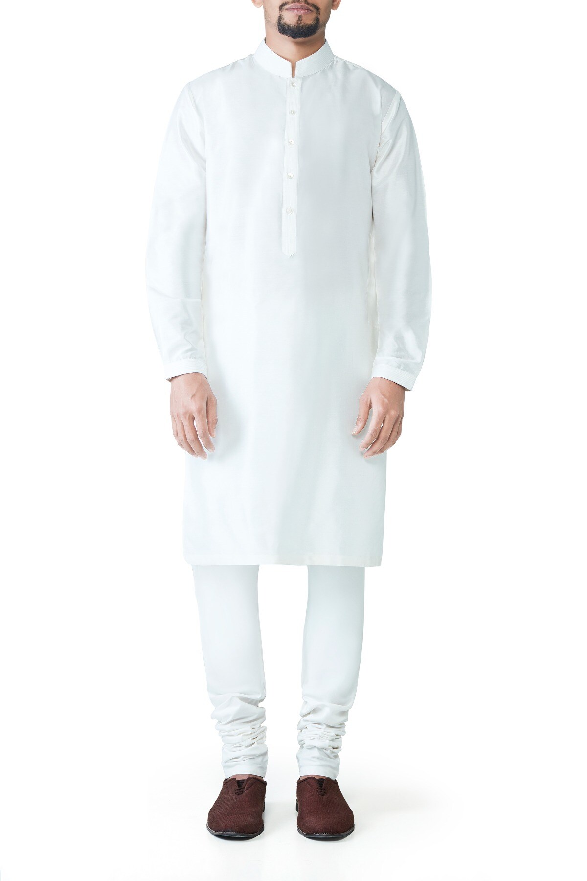 Off White Silk Churidar, Off White, image 1