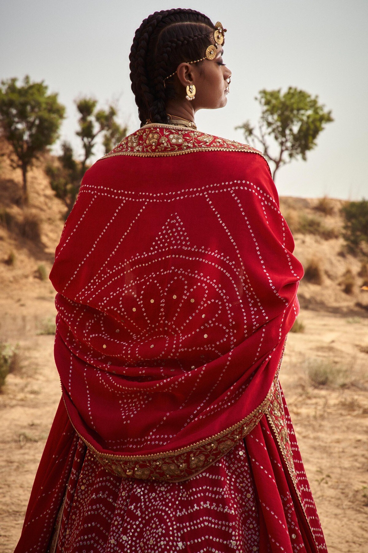 4 - Bhuvi Bandhani Lehenga Set – Red, image 4