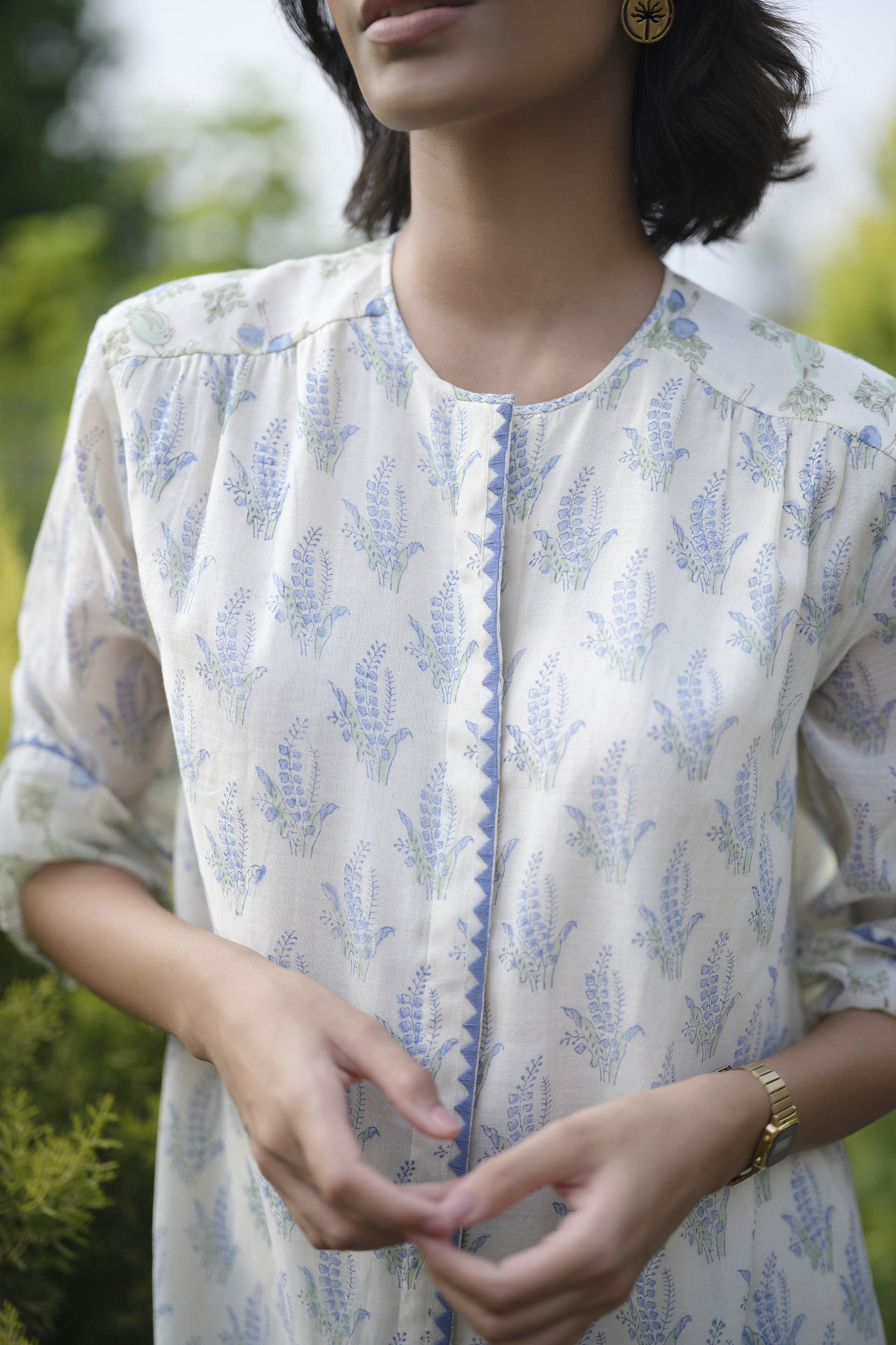 Ansley Hand-block Printed Mul Co-ord - White, White, image 5