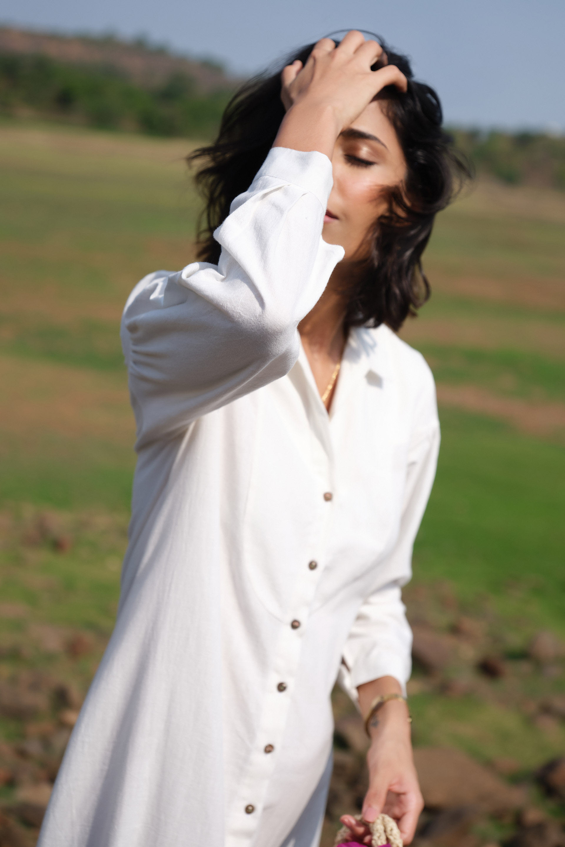 Yarrow Handwoven Khadi Dress - Ivory, Ivory, image 8