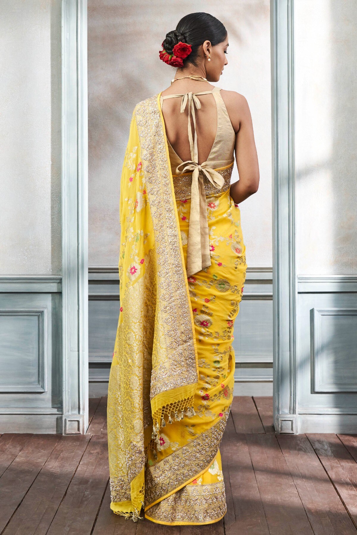 Panavi Saree Set- Yellow, Yellow, image 3