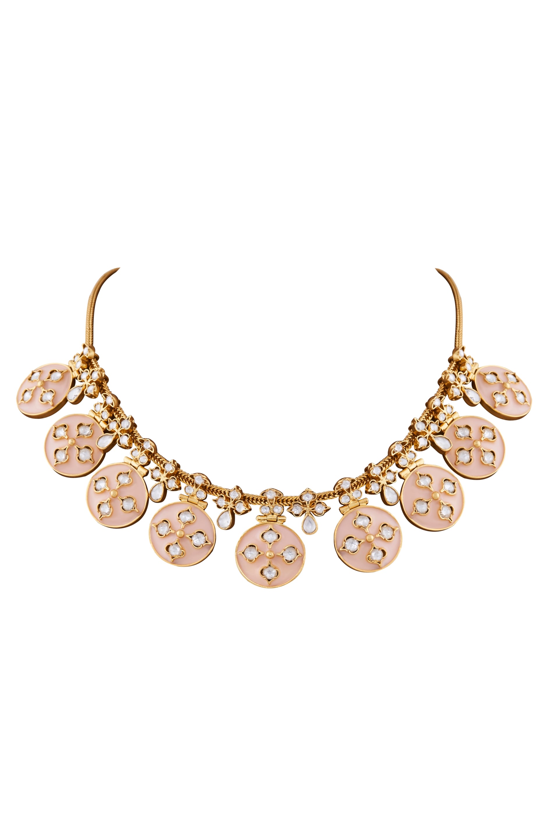 Rose Enamel Coin Necklace