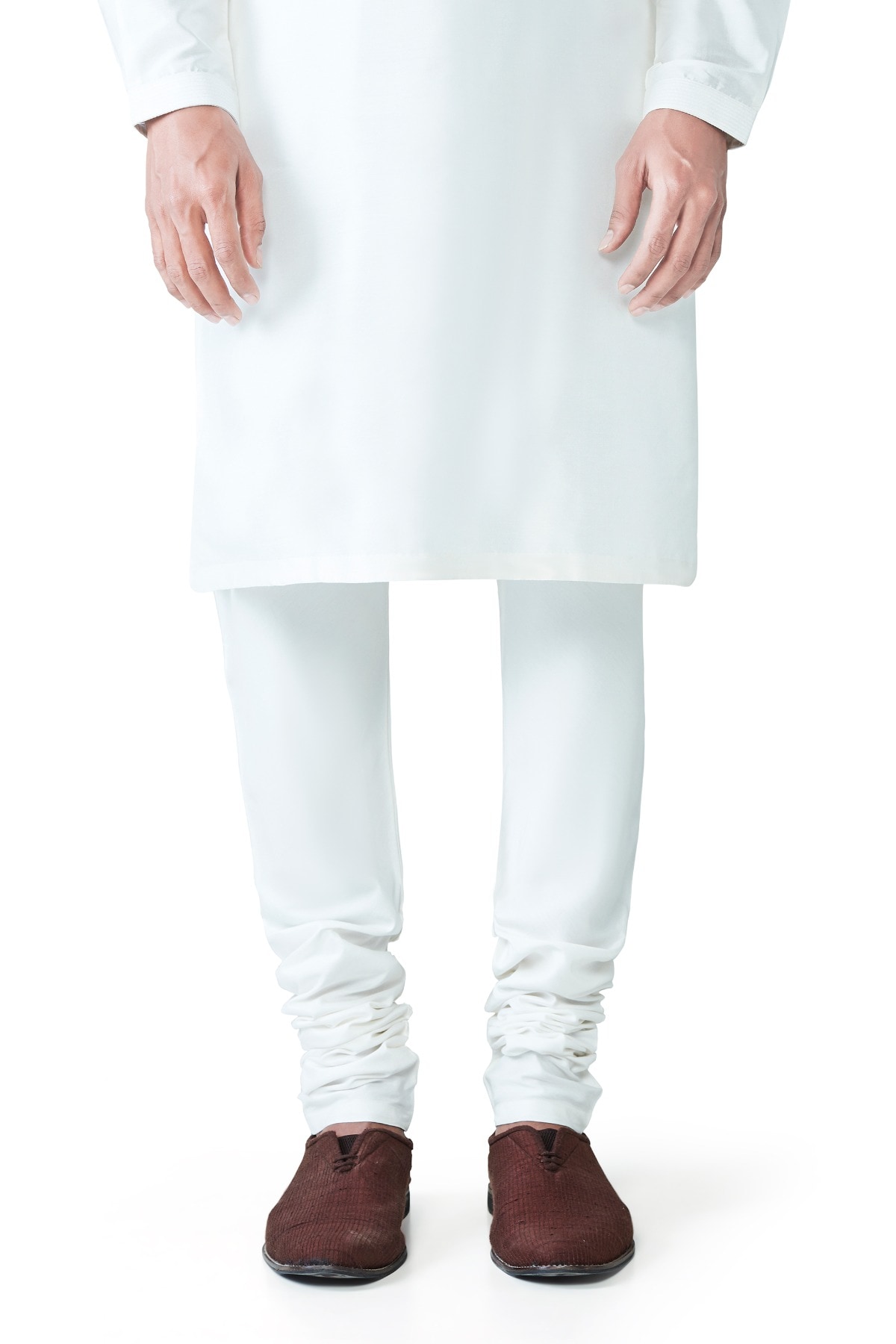 White silk churidar top