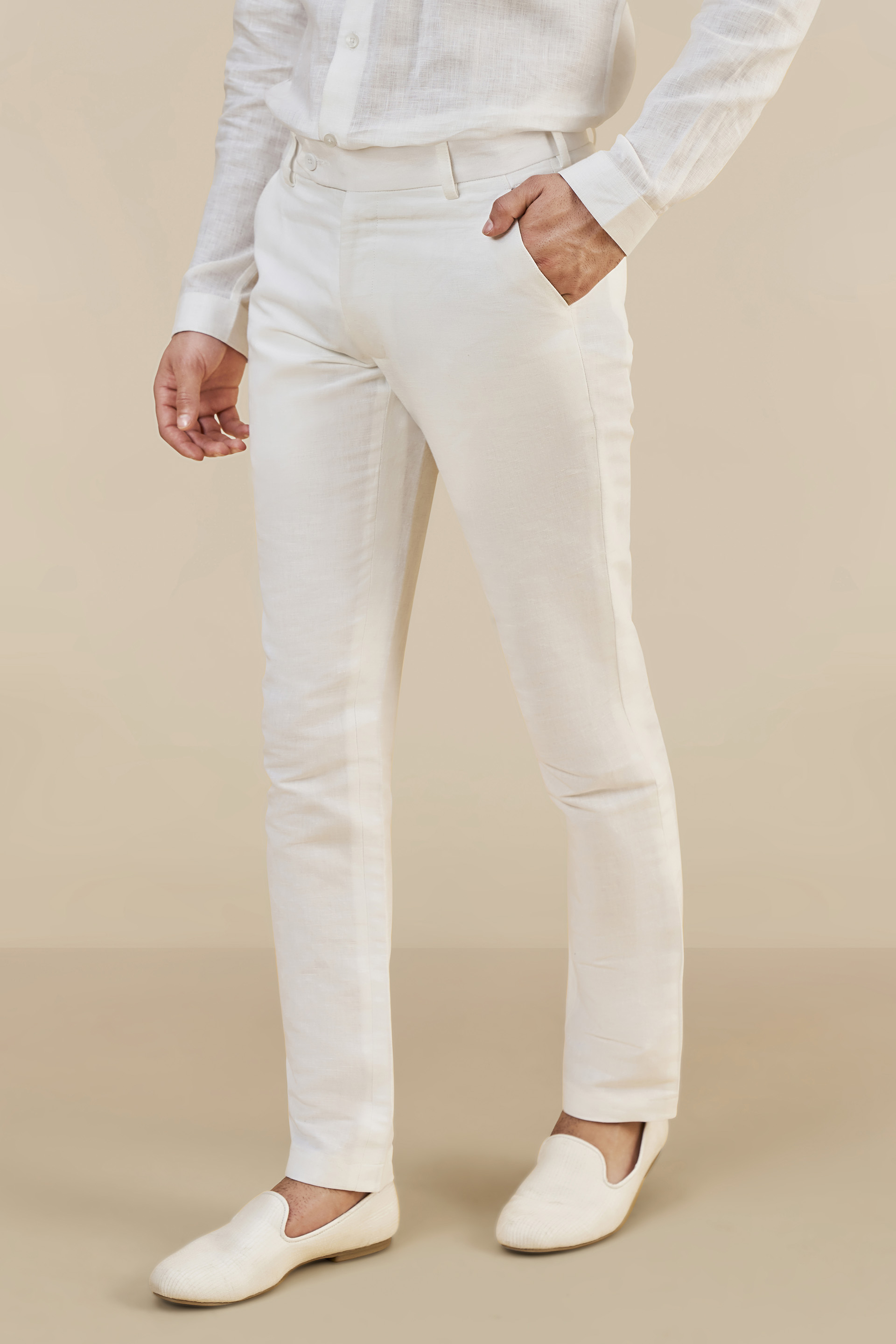Buy white trousers on sale